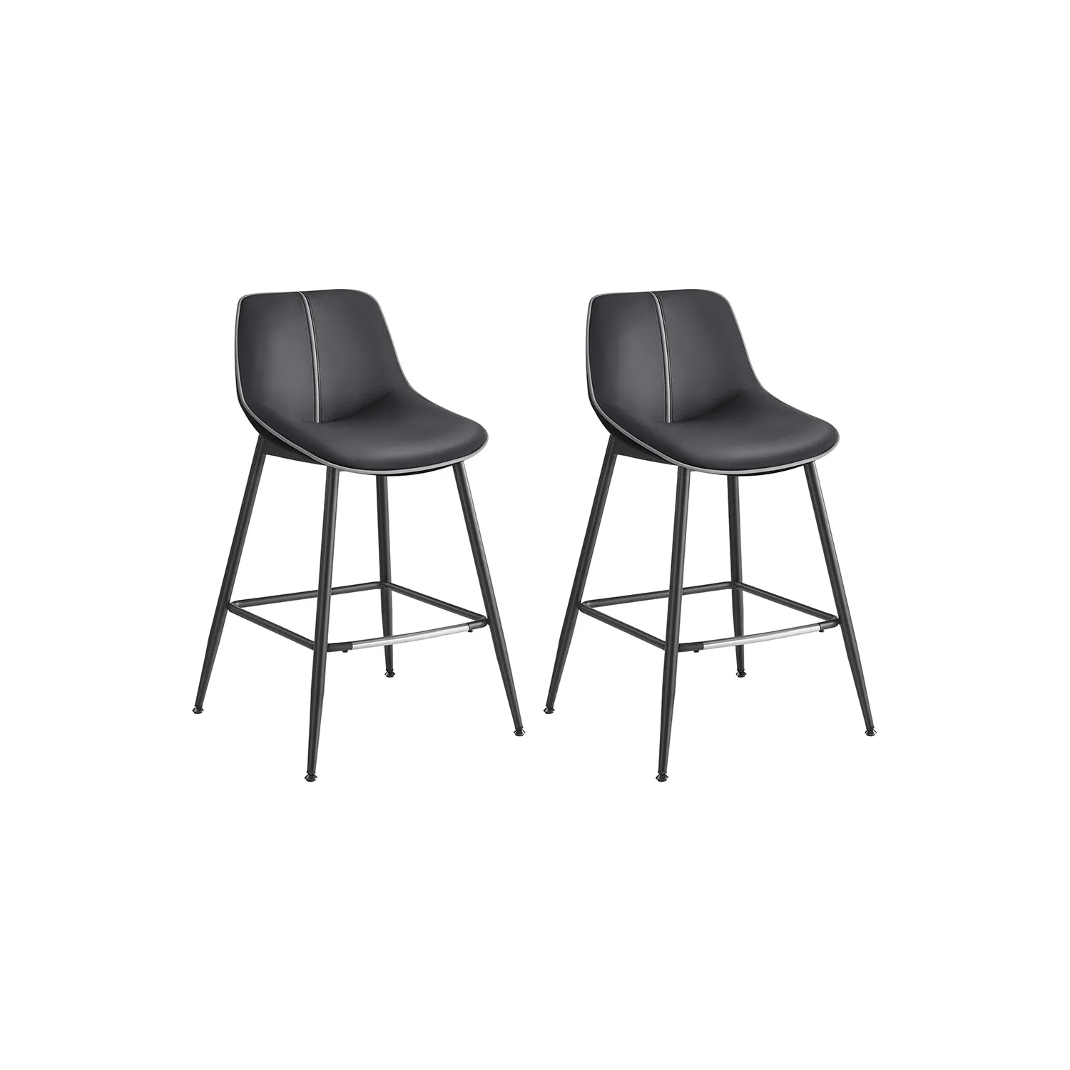 Set di 2 Sgabelli da Bar Ergonomico Piedini Regolabili