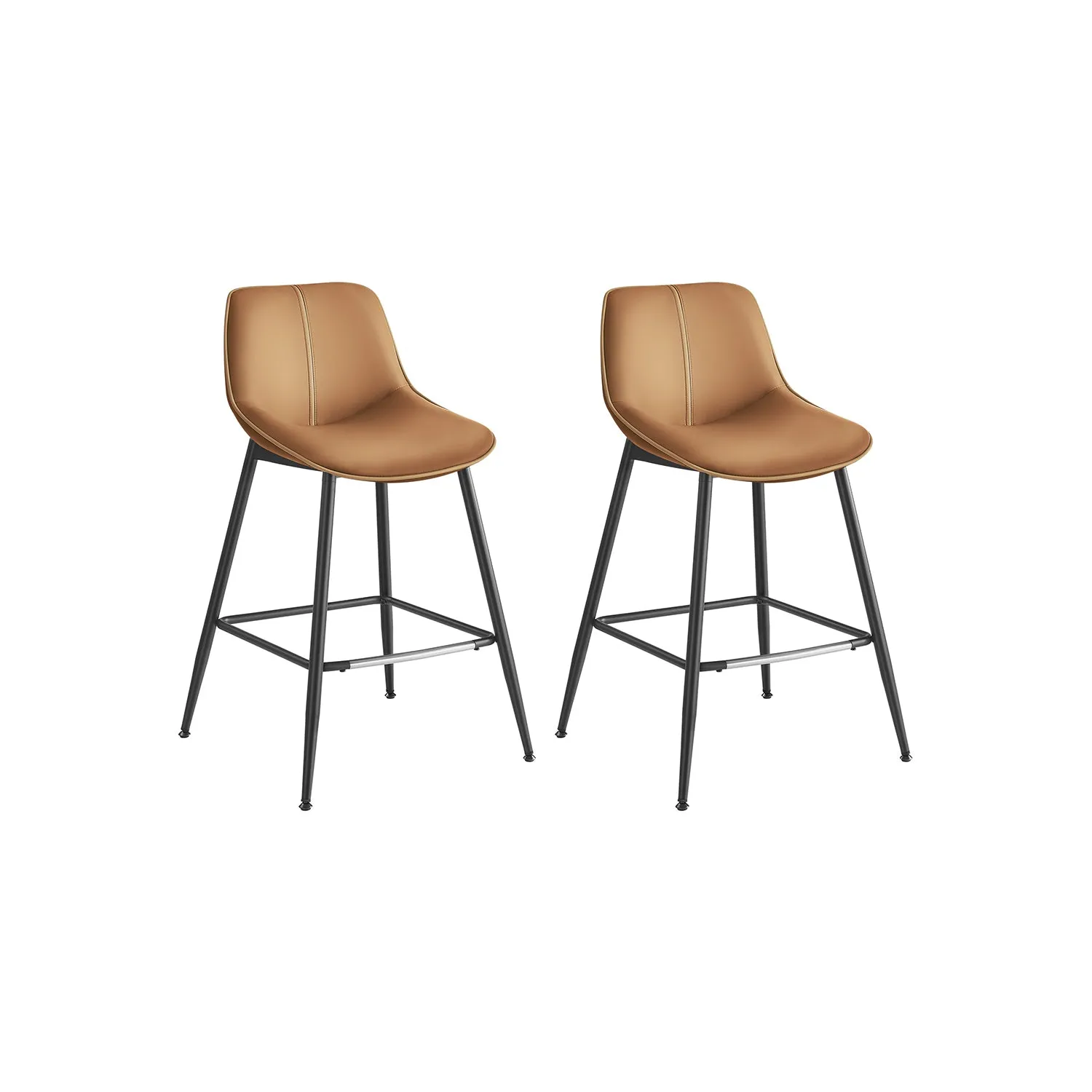 Set di 2 Sgabelli da Bar Ergonomico Piedini Regolabili