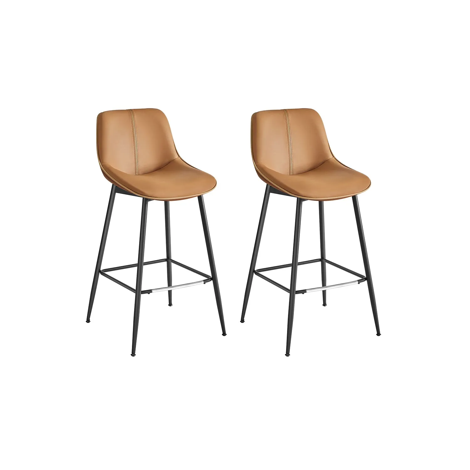Set di 2 Sgabelli da Bar Ergonomico Piedini Regolabili