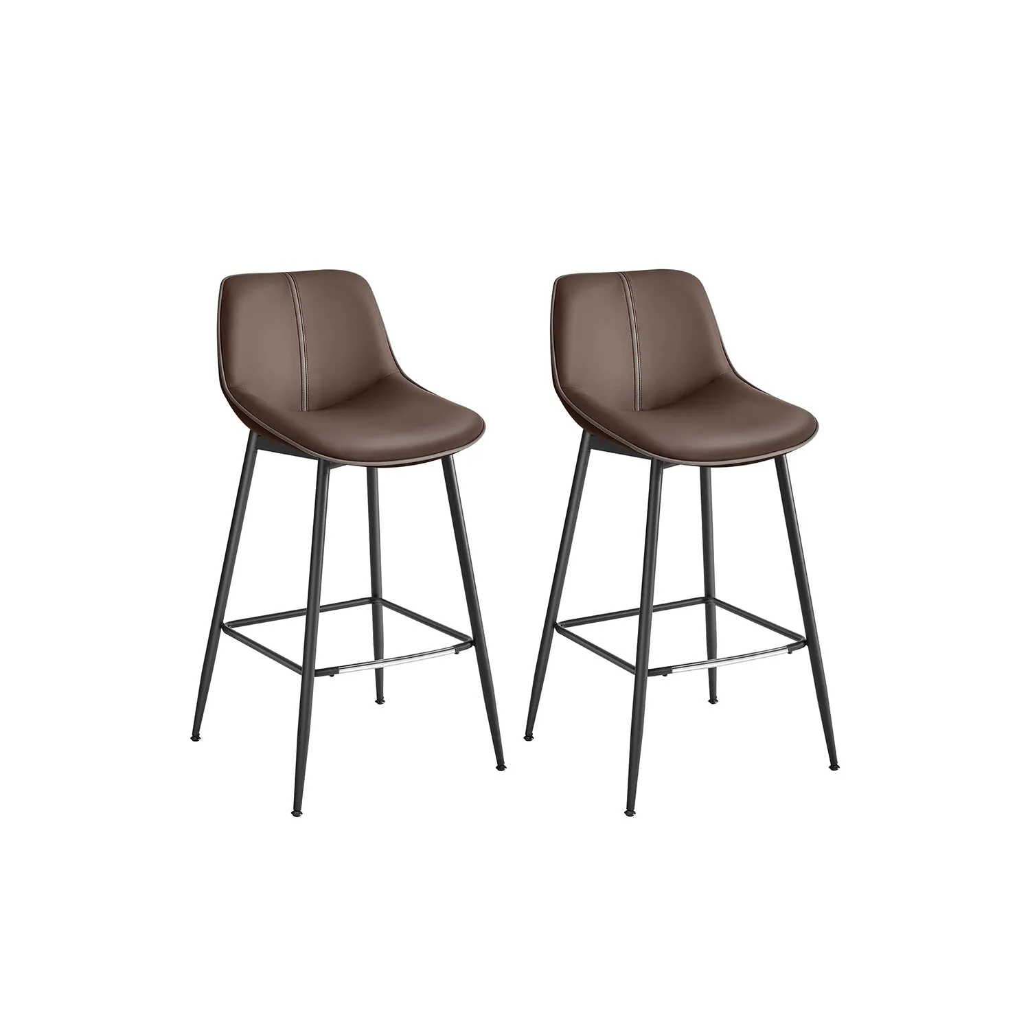 Set di 2 Sgabelli da Bar Ergonomico Piedini Regolabili