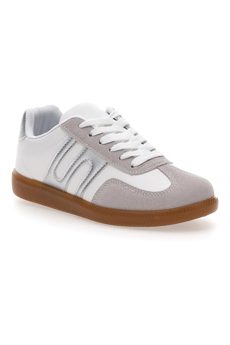 Sneakers Bianche Con Dettagli Argento Me & Me 809
