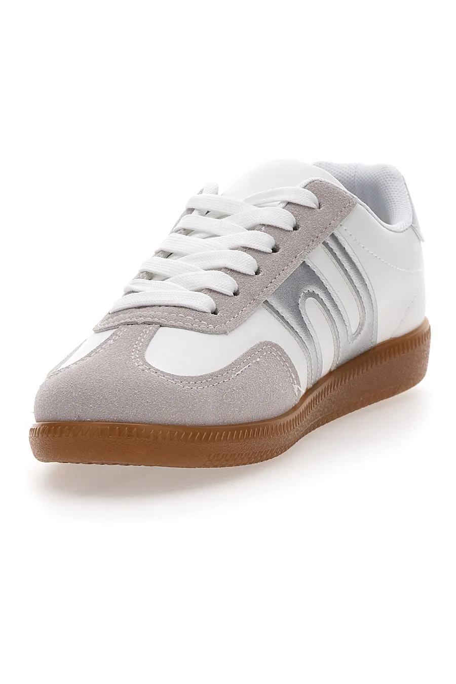 Sneakers Bianche Con Dettagli Argento Me & Me 809