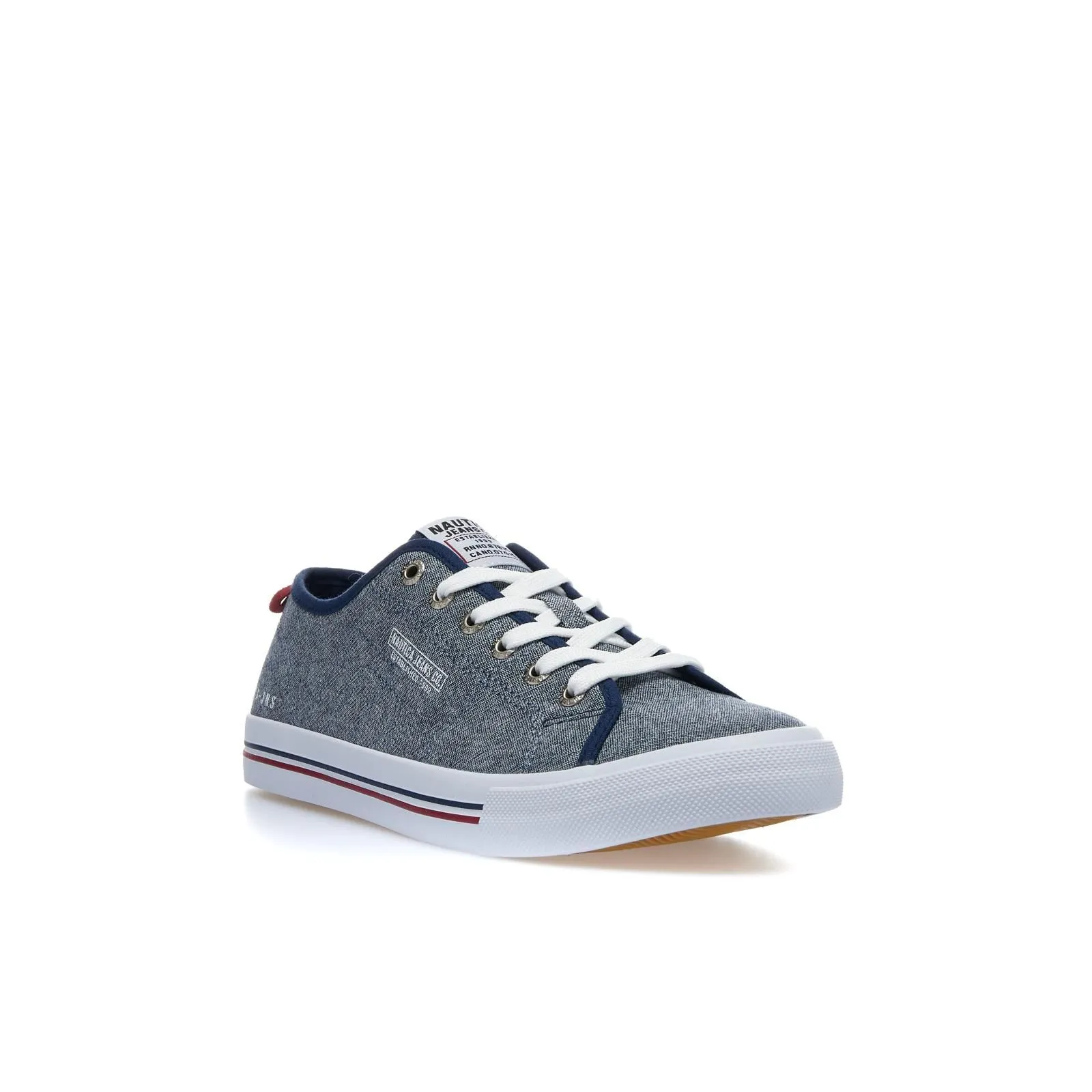 Sneakers blu in tela con logo