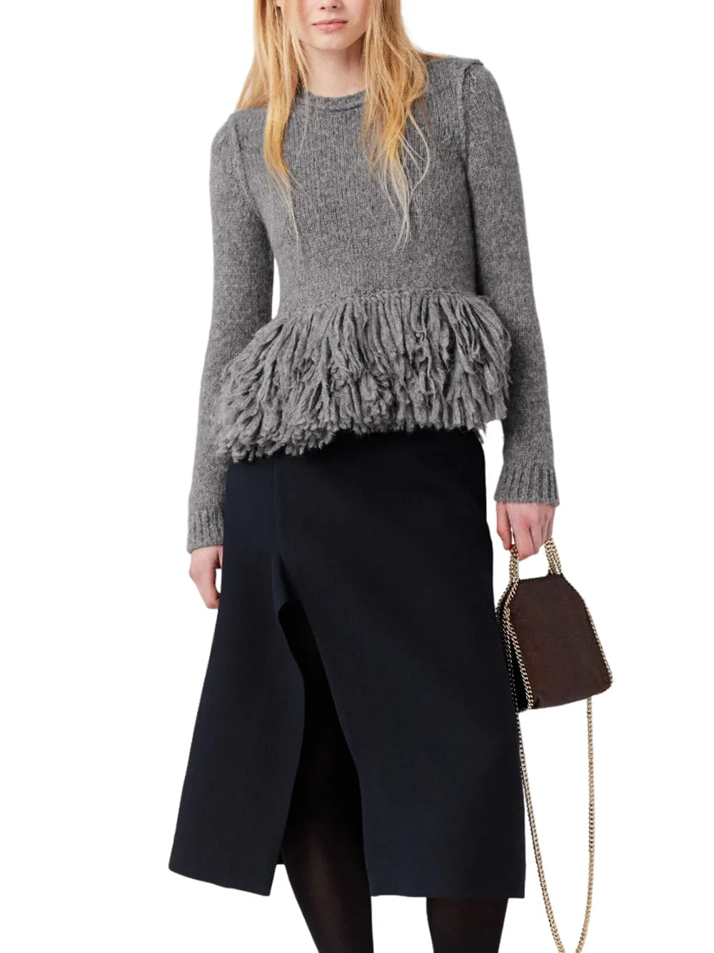 Stella McCartney Wool Sweater con peplo di piuma