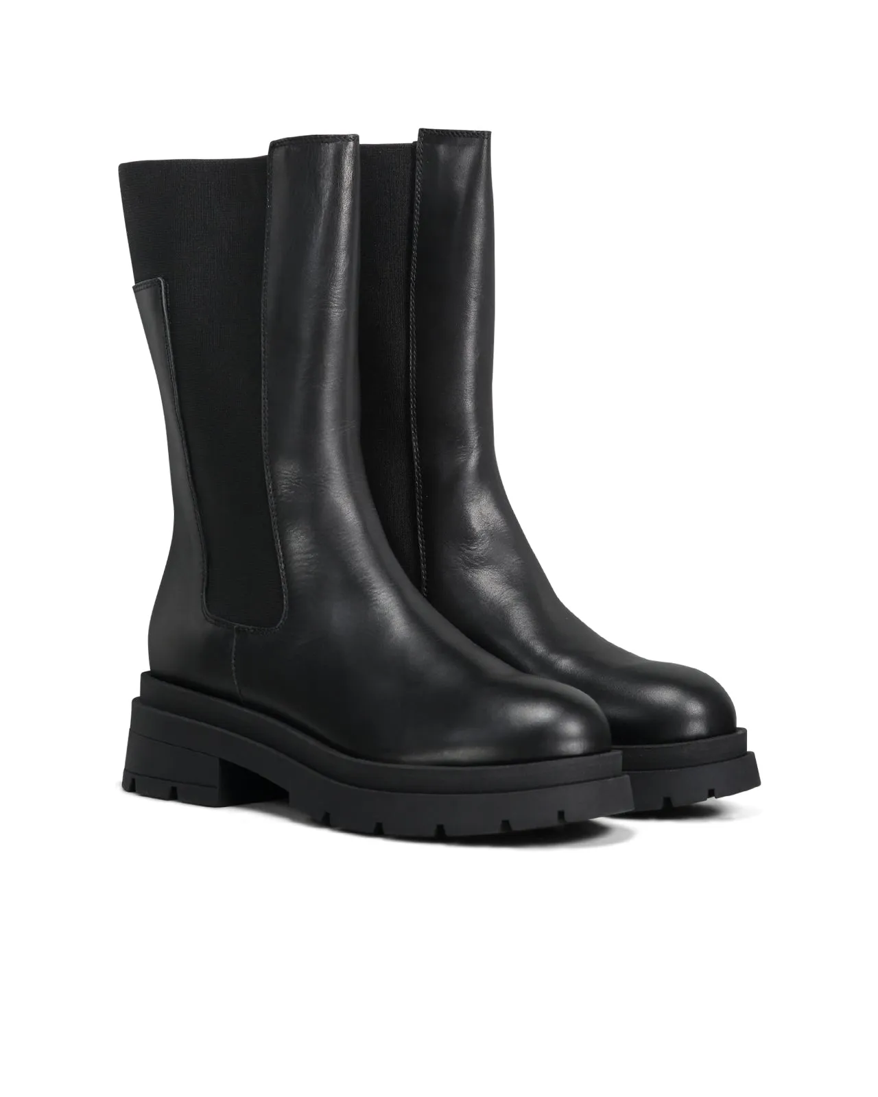 Stivale Chelsea platform pelle nera