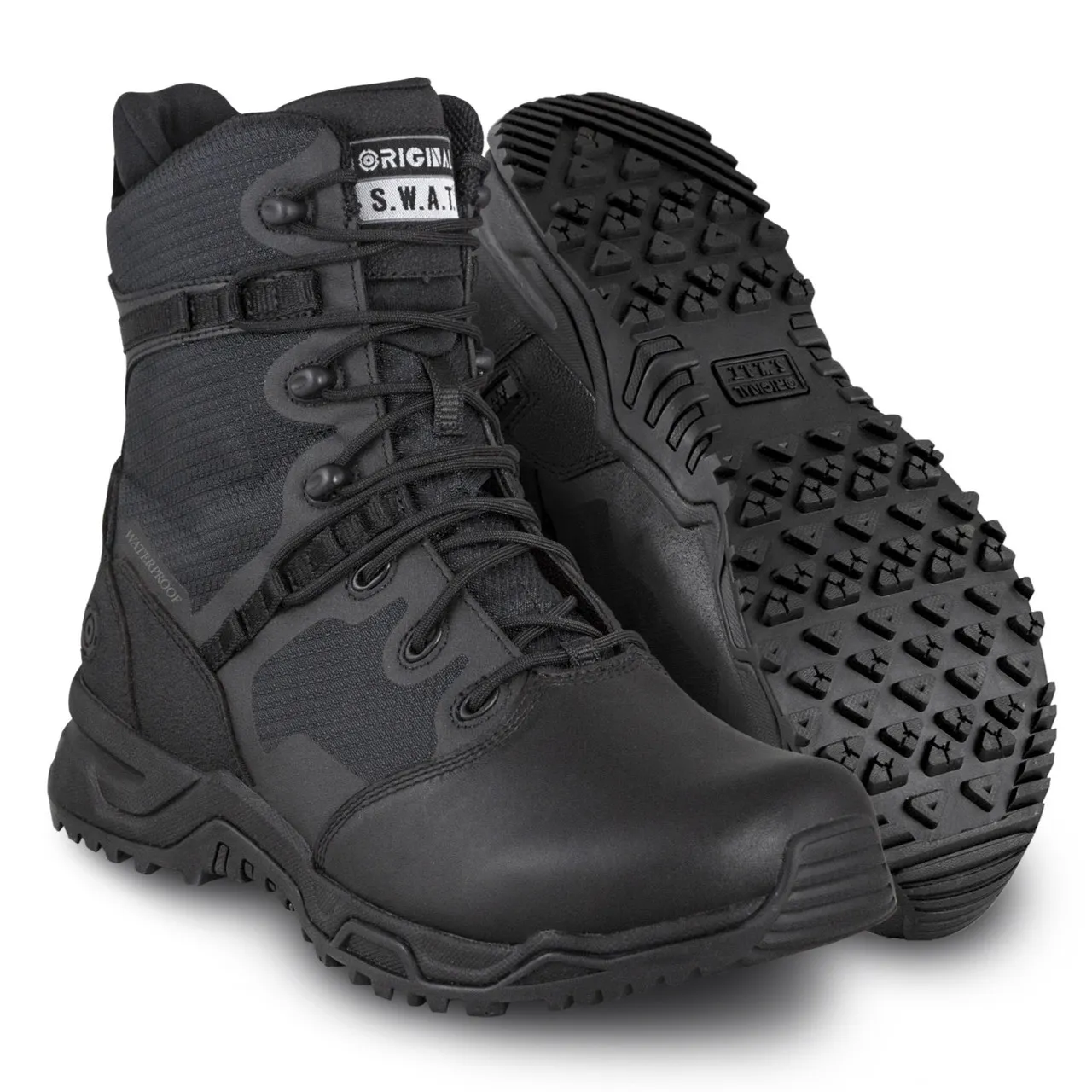 Stivale impermeabile Alpha Fury 8 punta lucidabile con zip laterale nero