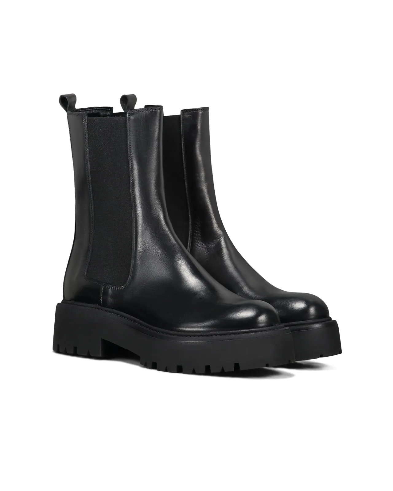 Stivaletto Chelsea carrarmato pelle nera