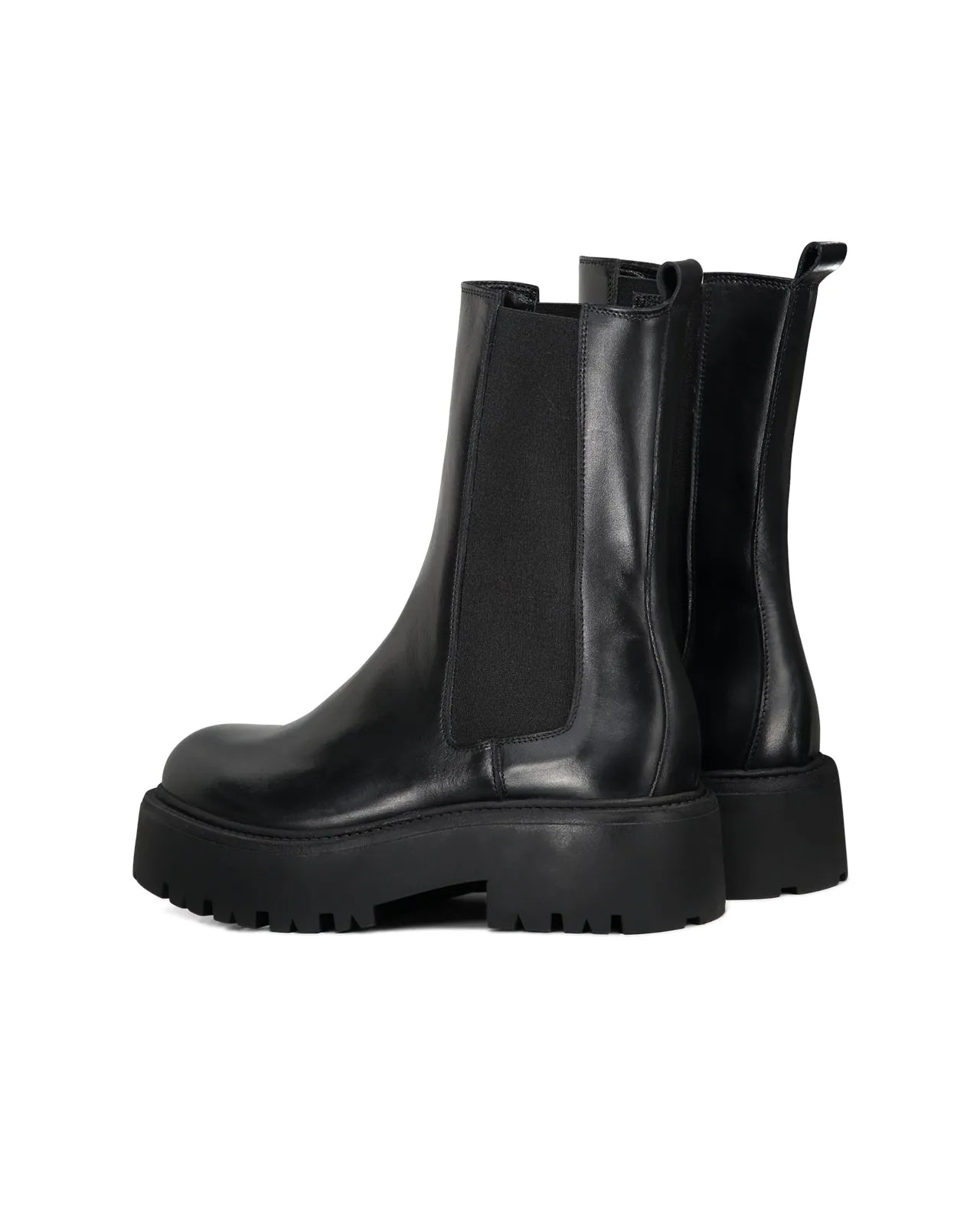 Stivaletto Chelsea carrarmato pelle nera