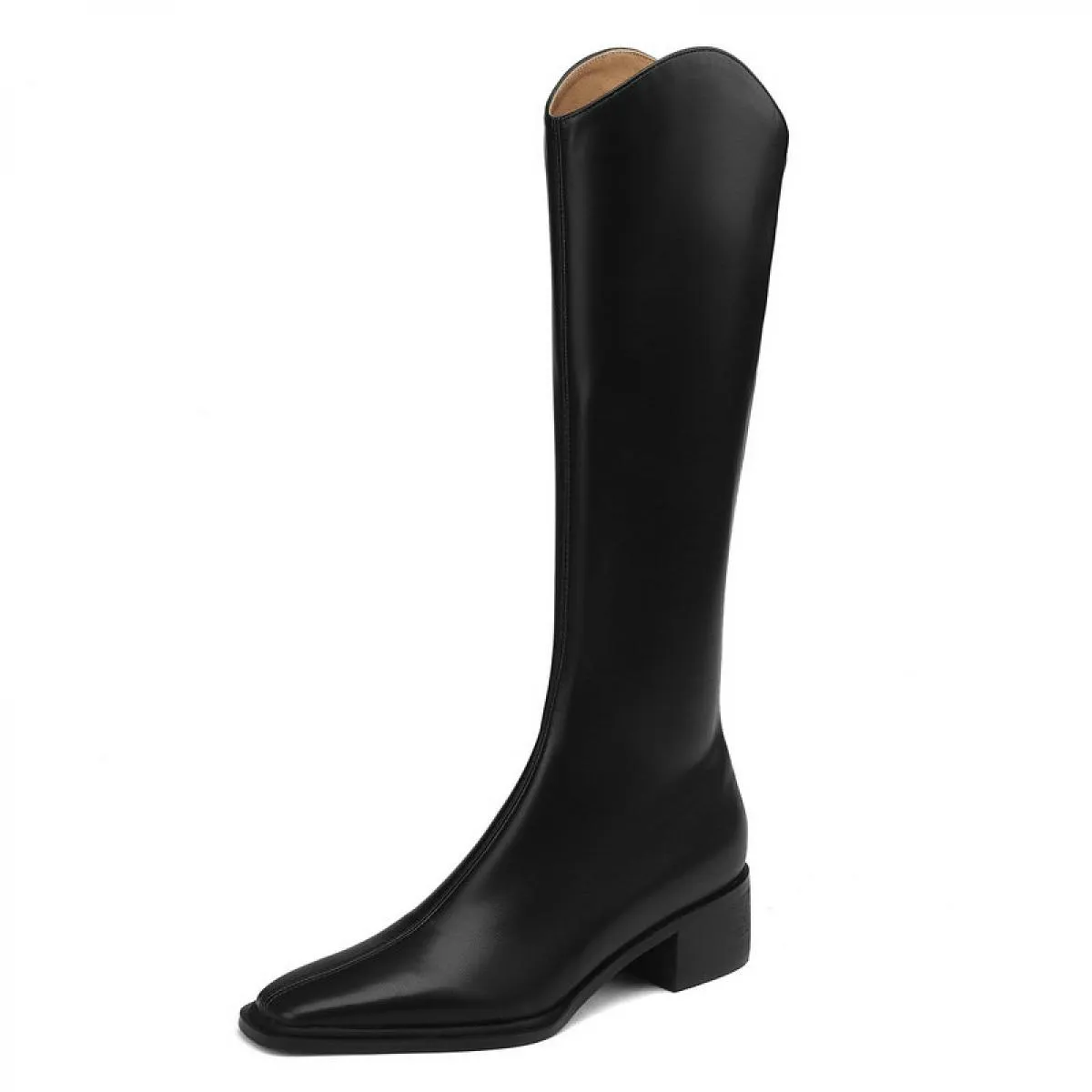 Stivali alti al ginocchio in pelle Tacco medio in pelle Stivali 41 da donna Scarpe in pelle da donna al ginocchio