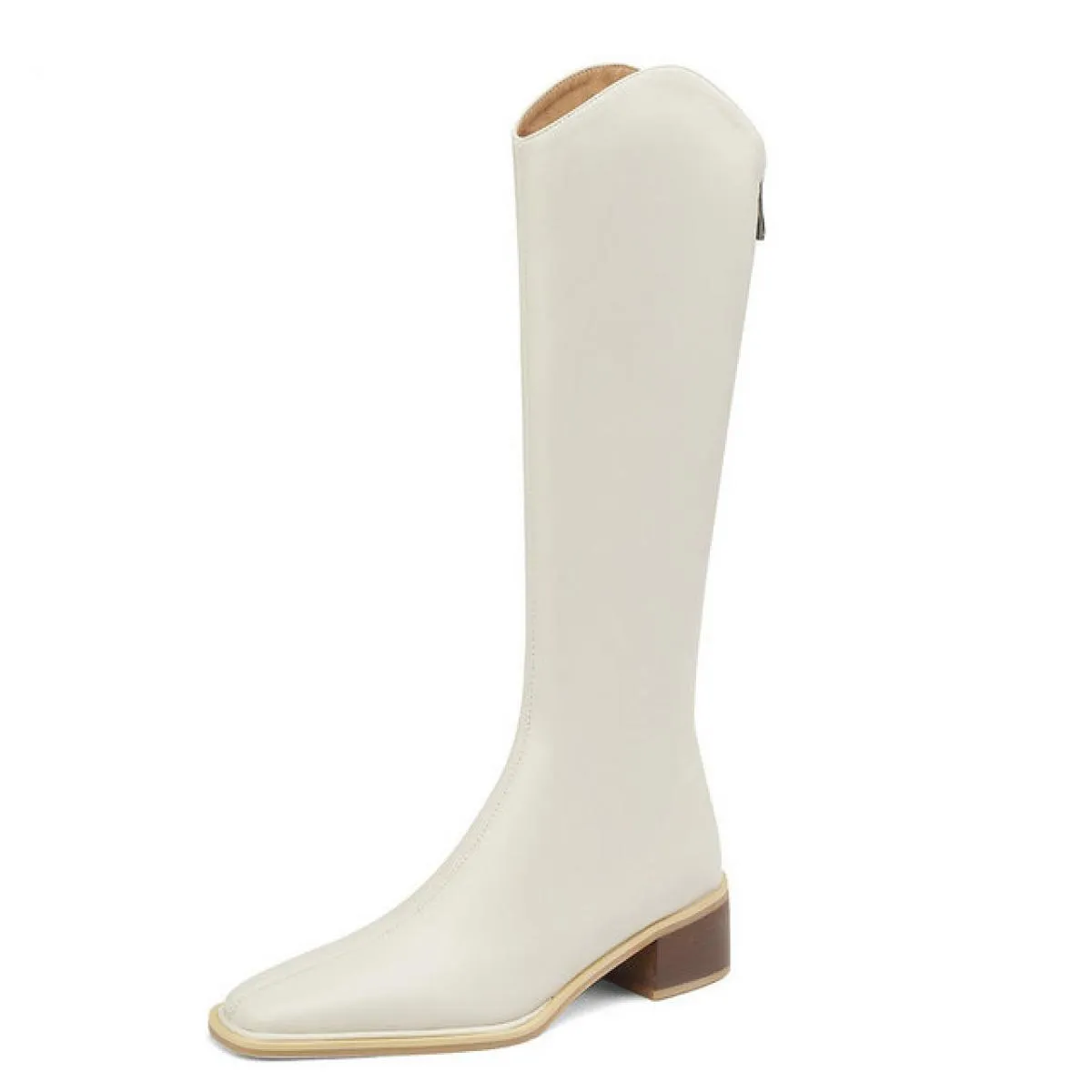 Stivali alti al ginocchio in pelle Tacco medio in pelle Stivali 41 da donna Scarpe in pelle da donna al ginocchio
