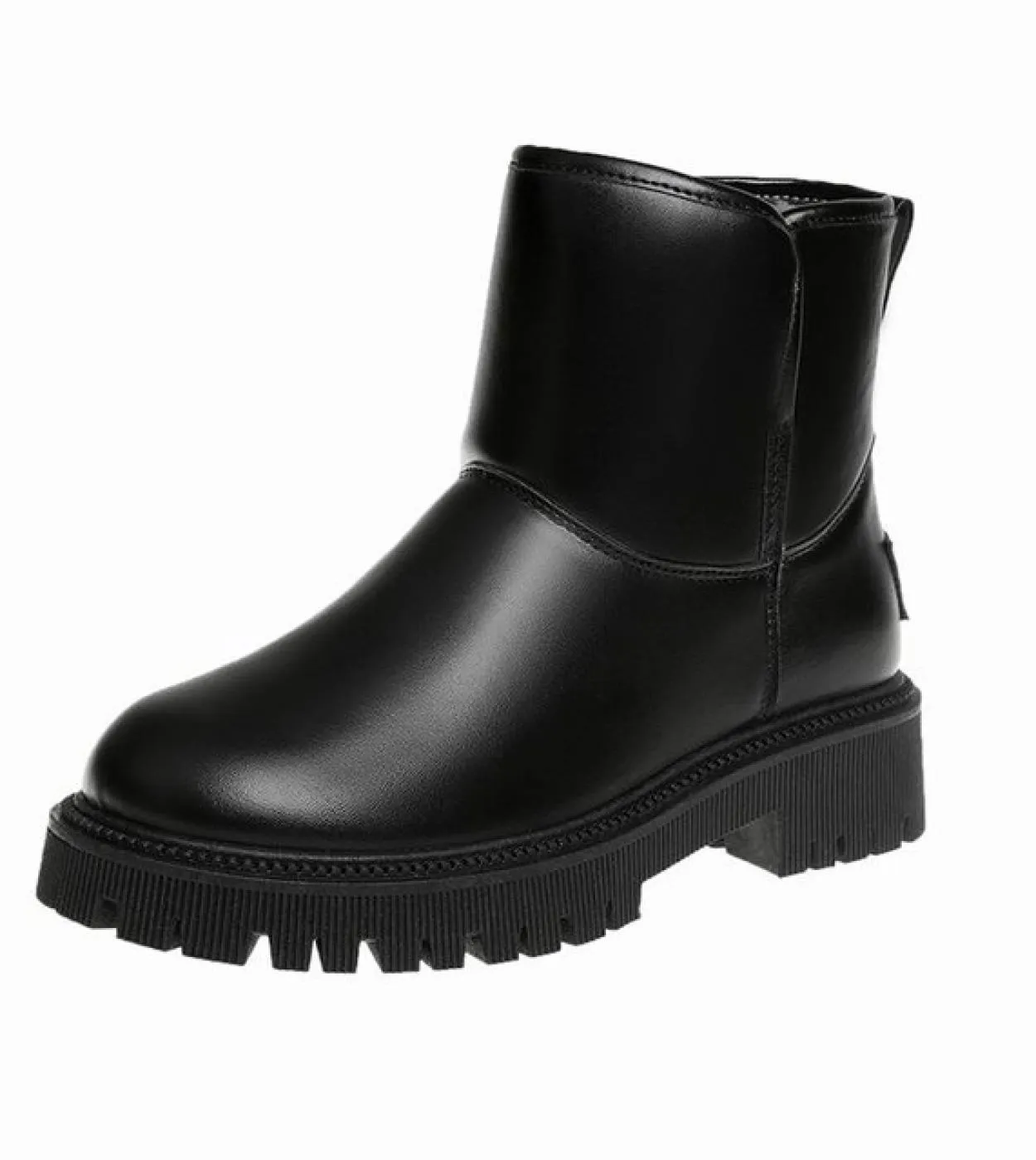 Stivali da neve Donna 2023 Inverno Nero Slip On Piatto Casual Scarpe di Cotone Moda Fondo Spesso Stivali Corti Impermeabili Bota