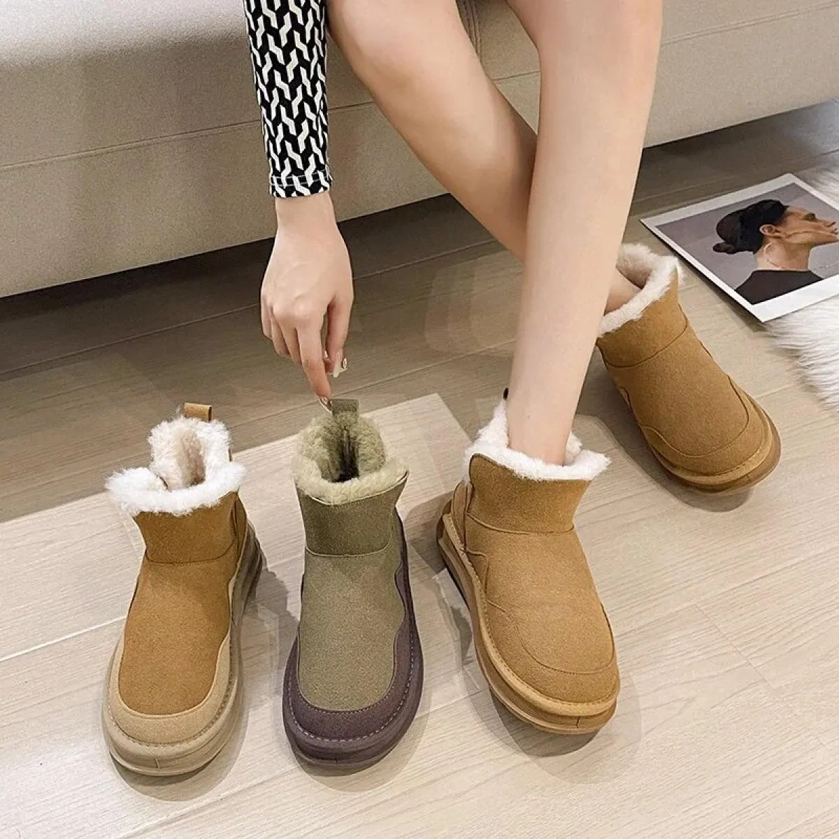 Stivali da neve invernali 2024 Vendita calda Nuovo caldo Breve peluche Scarpe da donna Outdoor Antiscivolo Caviglia casual da do