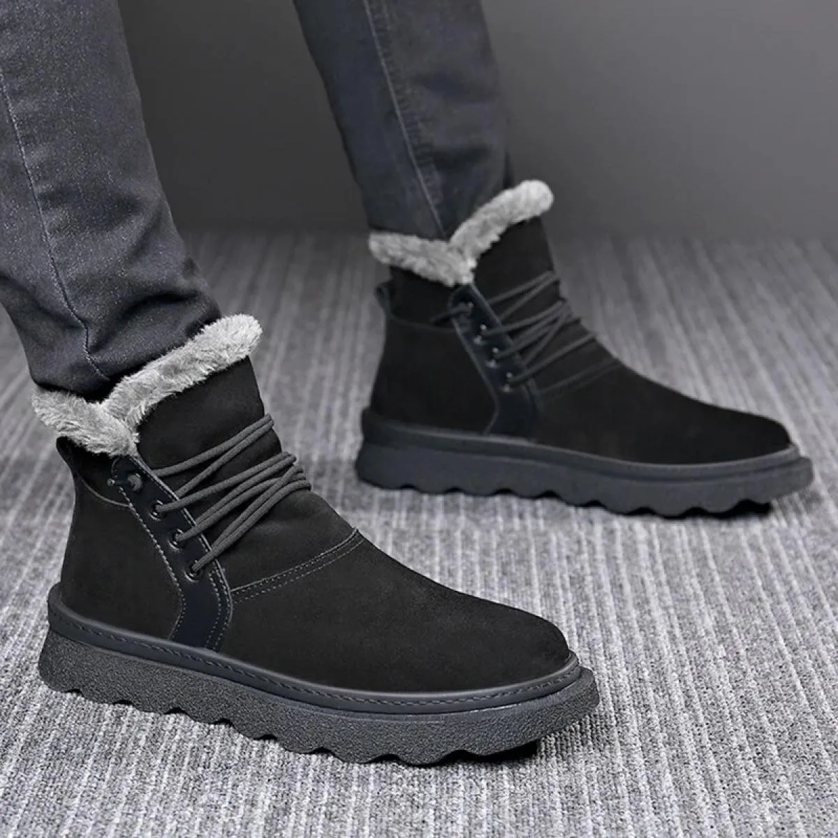 Stivali da neve Uomo in vera pelle Isolamento suola spessa Scarpe basse in cotone nord-orientale Peluche Stivali Martin dal tagl