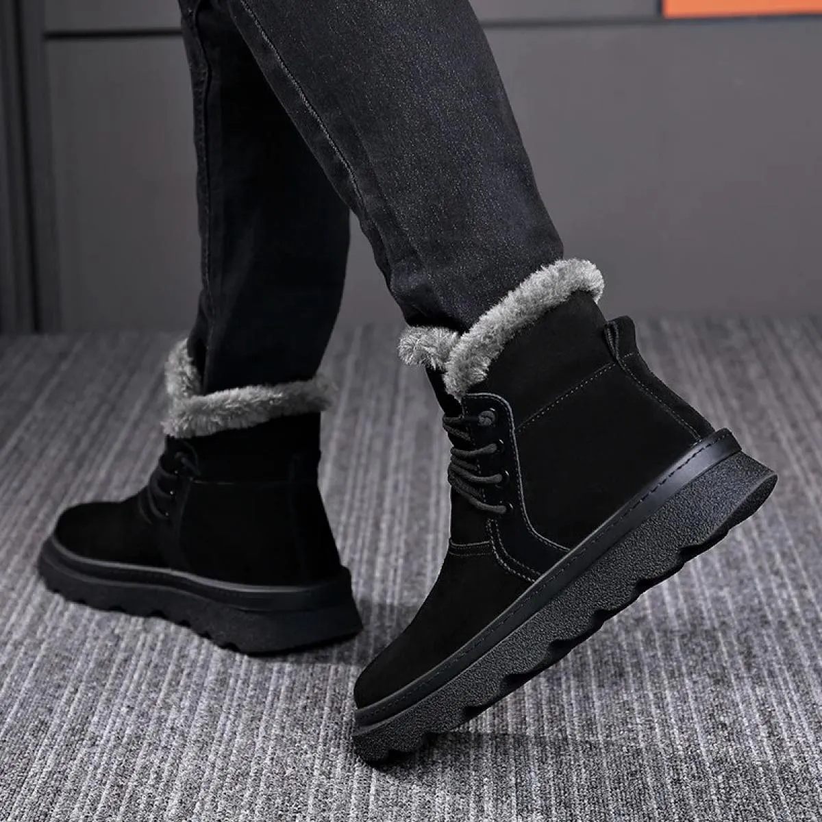 Stivali da neve Uomo in vera pelle Isolamento suola spessa Scarpe basse in cotone nord-orientale Peluche Stivali Martin dal tagl