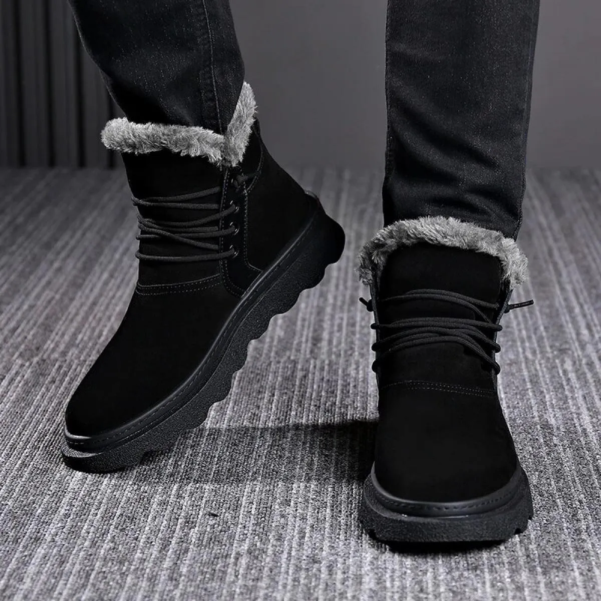 Stivali da neve Uomo in vera pelle Isolamento suola spessa Scarpe basse in cotone nord-orientale Peluche Stivali Martin dal tagl