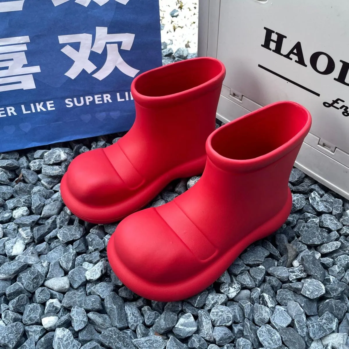 Stivali da pioggia da donna Stivali da pioggia con plateau Scarpe da acqua impermeabili e robuste leggere Stivali da acqua corti
