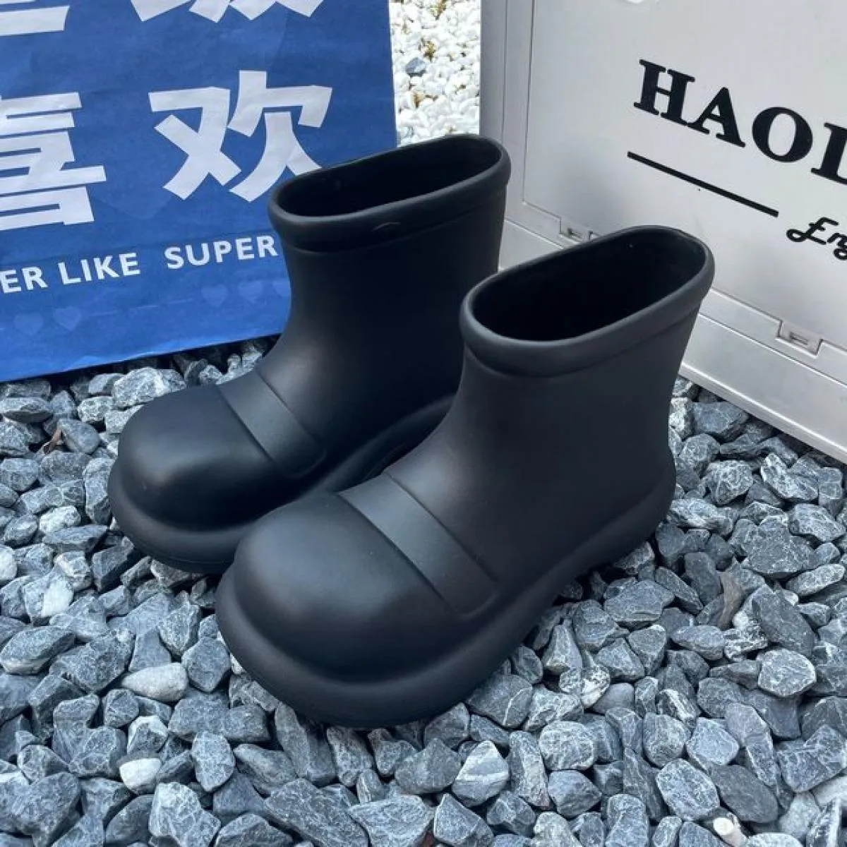 Stivali da pioggia da donna Stivali da pioggia con plateau Scarpe da acqua impermeabili e robuste leggere Stivali da acqua corti