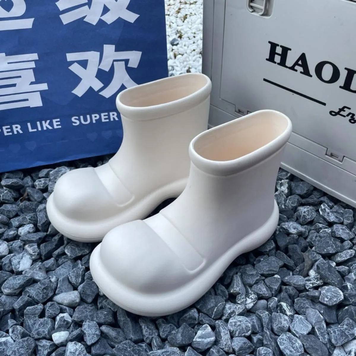 Stivali da pioggia da donna Stivali da pioggia con plateau Scarpe da acqua impermeabili e robuste leggere Stivali da acqua corti