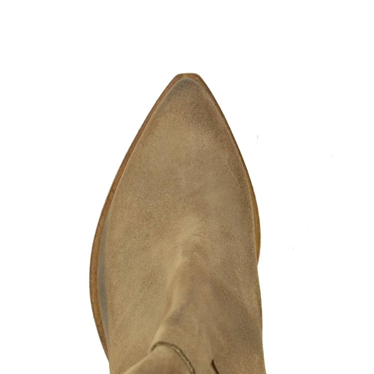 Stivali Donna Texani in Pelle Scamosciata Taupe Made in Italy