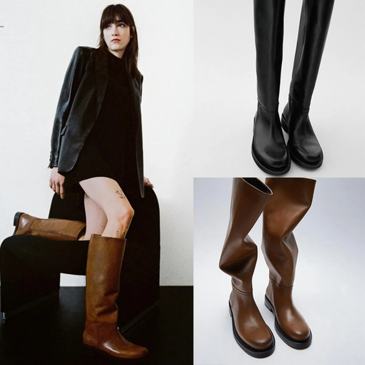 Stivali invernali da donna Za Stivali neri Donna Za Stivali Za Scarpe da moto in pelle da donna