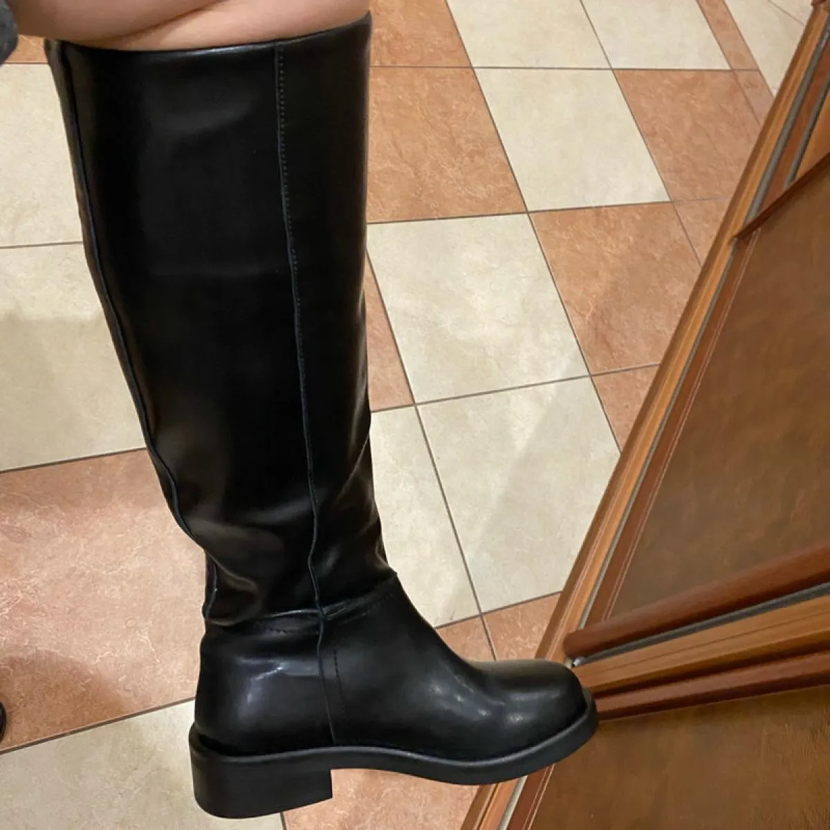 Stivali invernali da donna Za Stivali neri Donna Za Stivali Za Scarpe da moto in pelle da donna
