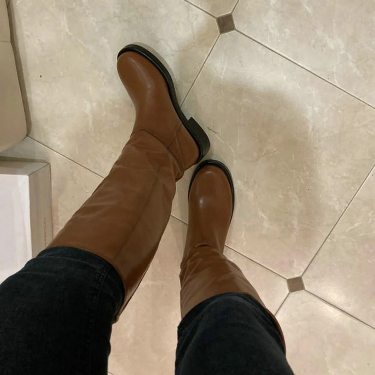 Stivali invernali da donna Za Stivali neri Donna Za Stivali Za Scarpe da moto in pelle da donna