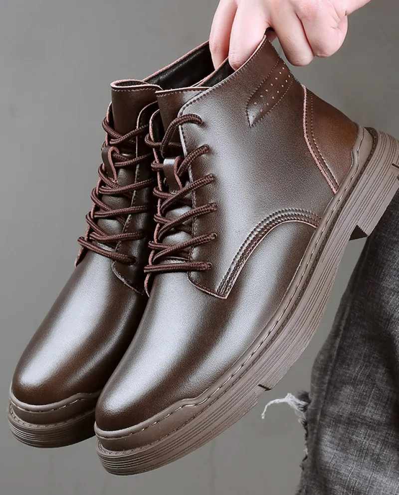 Stivali Martin Scarpe da uomo in pelle alte autunno e inverno Stivali da uomo Stivali da lavoro Stivali di pelle caldi