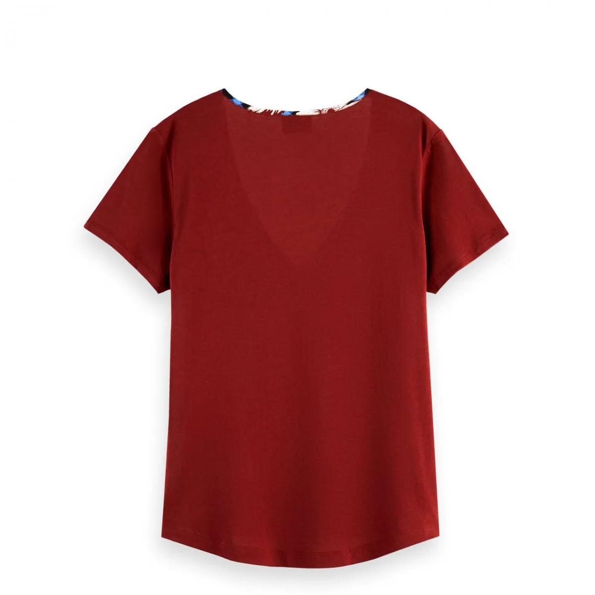 T-Shirt Con Scollo A V, Rosso
