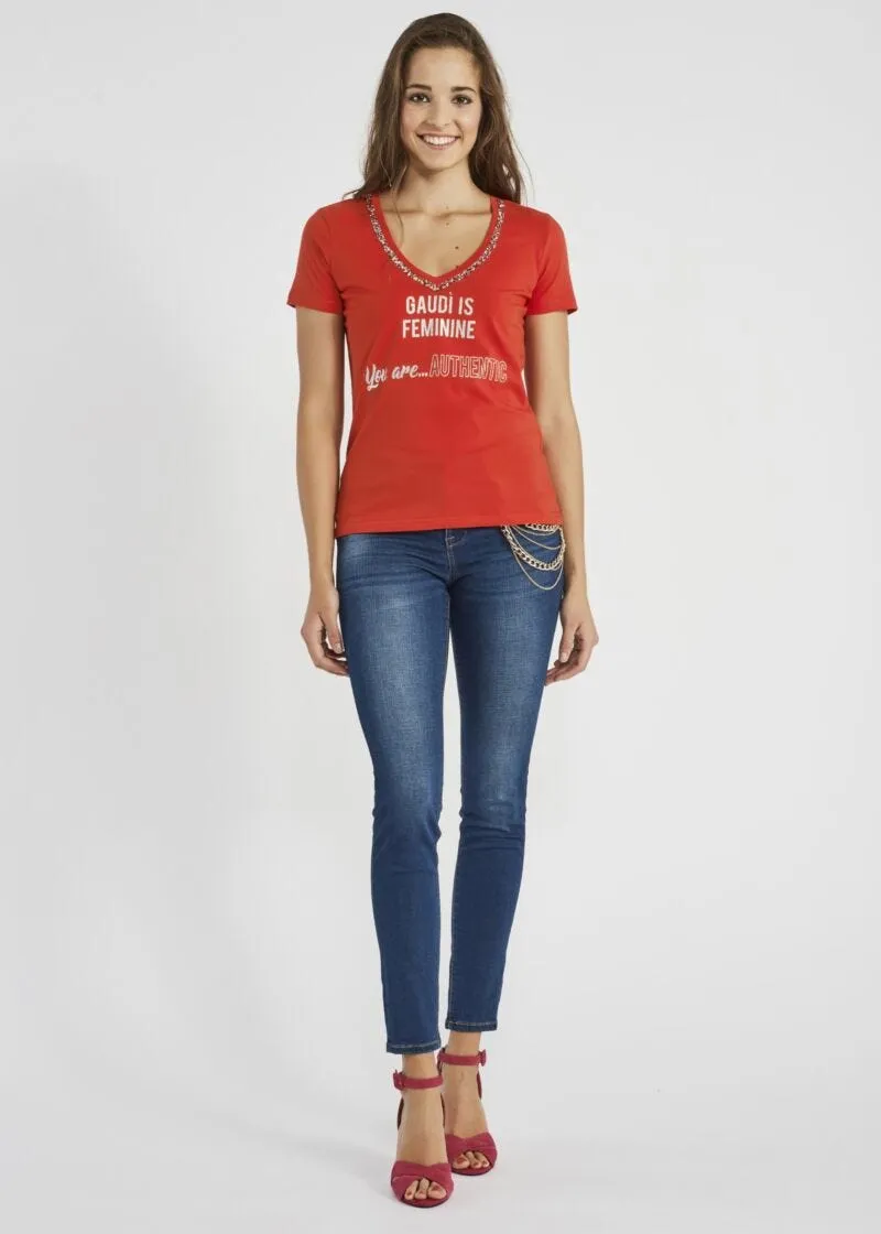 T-shirt con scollo a V