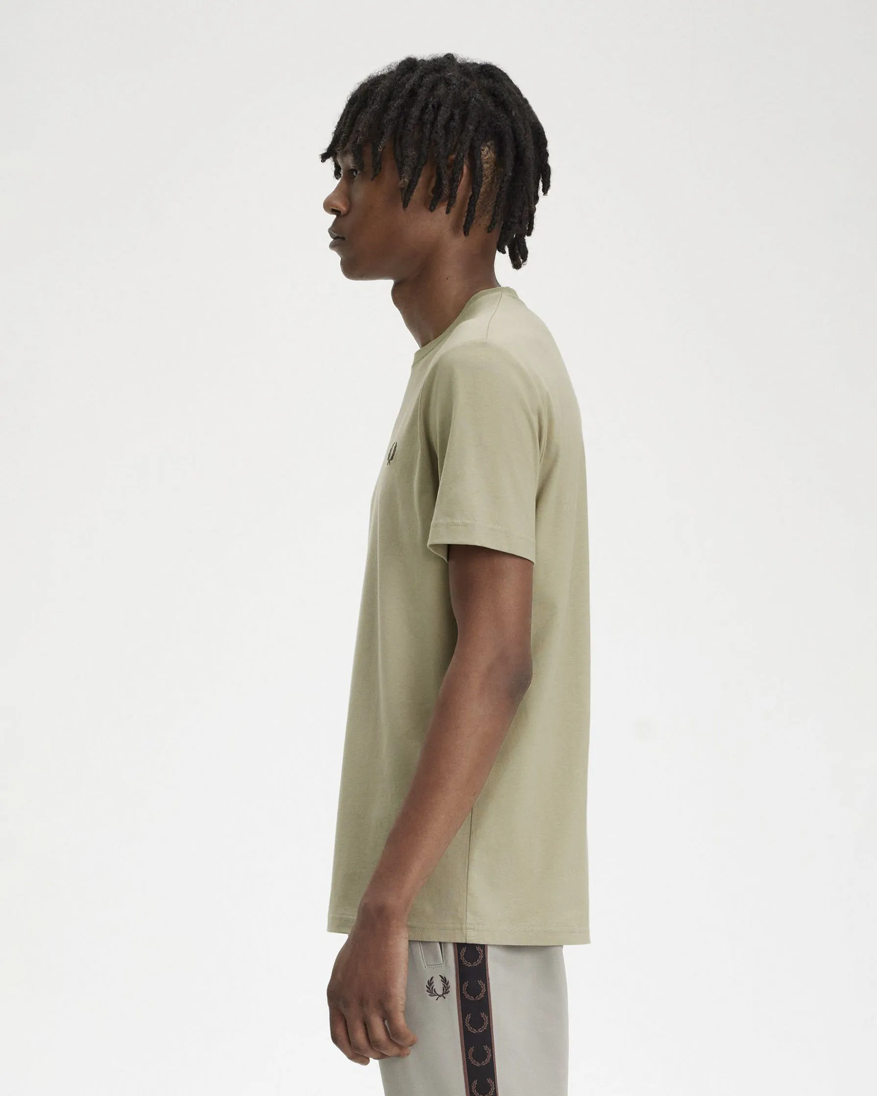 T-shirt kaki mezza manica tinta unita