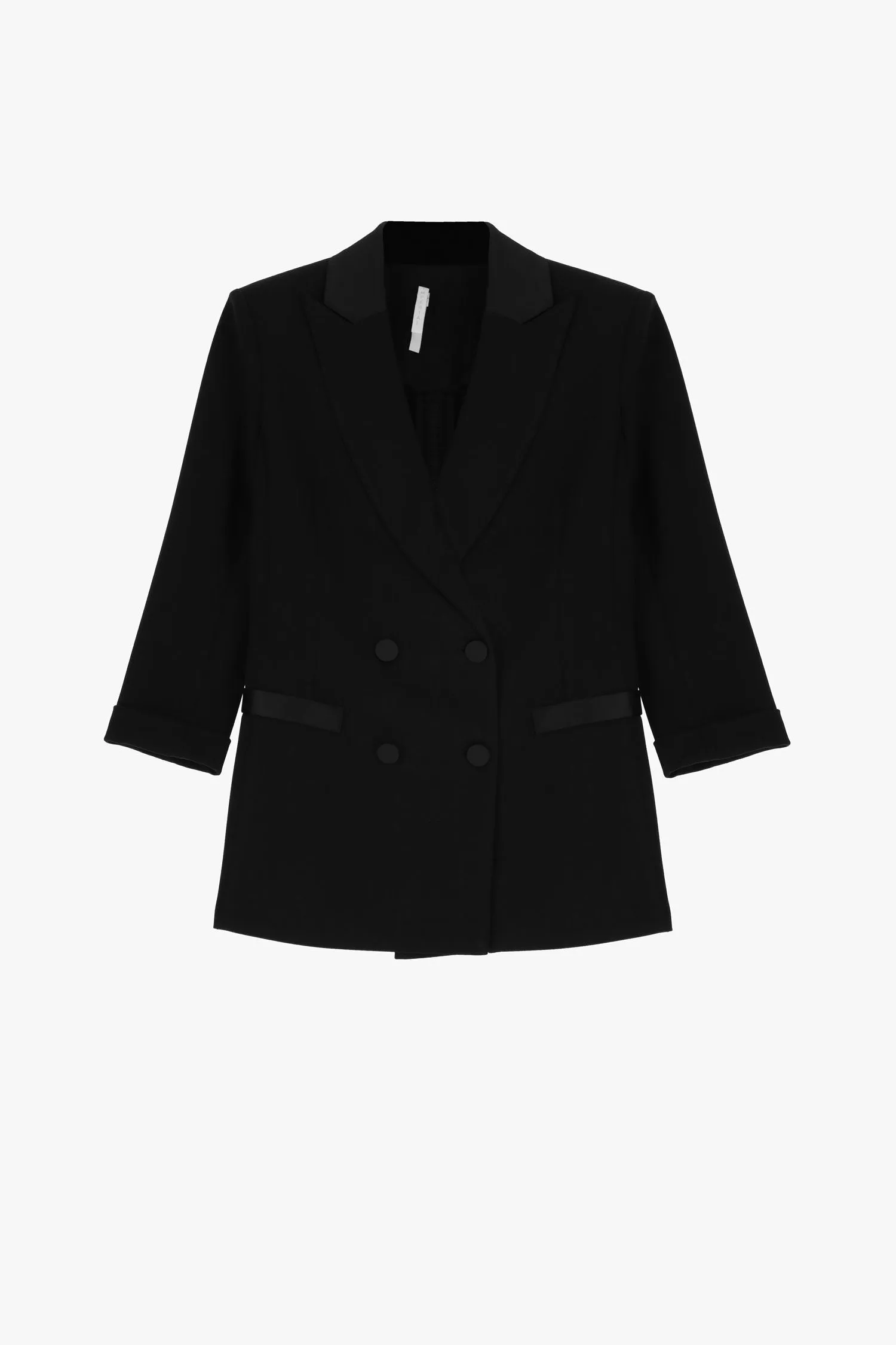 Tailleur giacca doppiopetto monocolour con rever a lancia e pantalone flare IMPERIAL