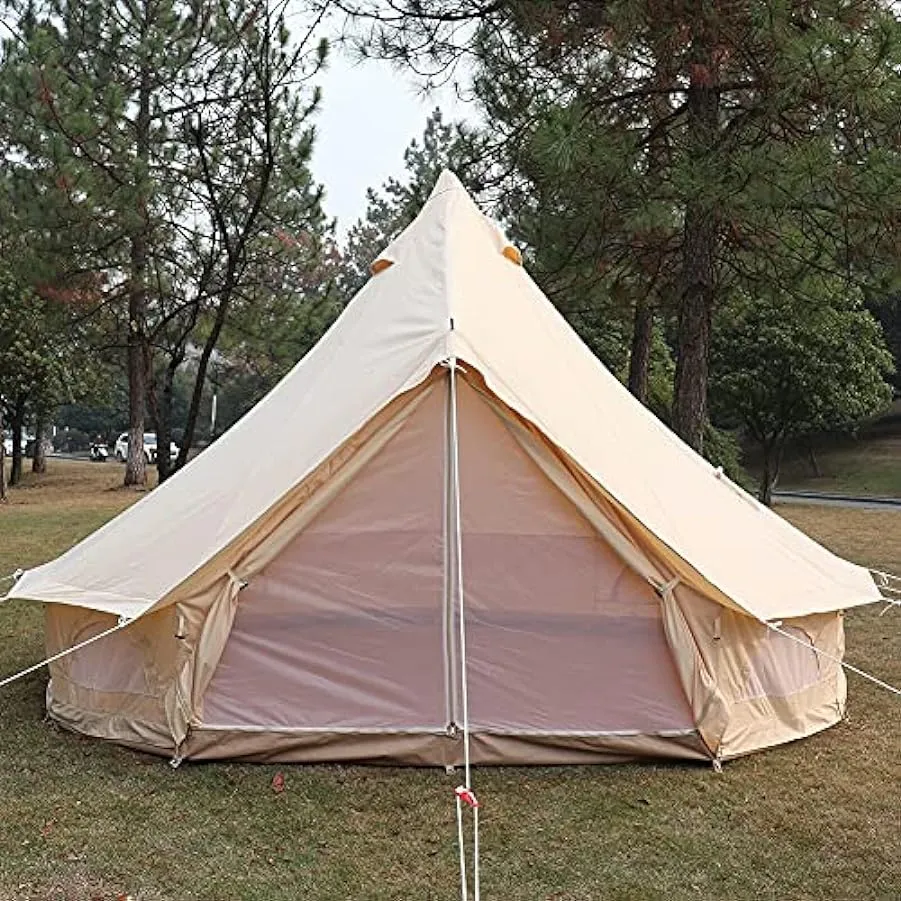 Tenda Yurta 3m / 4m con foro per stufa Tenda da campeggio per famiglie Tenda in tela di cotone Tenda a campana impermeabile per 