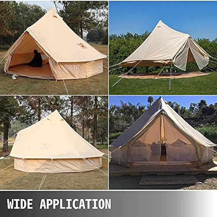 Tenda Yurta 3m / 4m con foro per stufa Tenda da campeggio per famiglie Tenda in tela di cotone Tenda a campana impermeabile per 