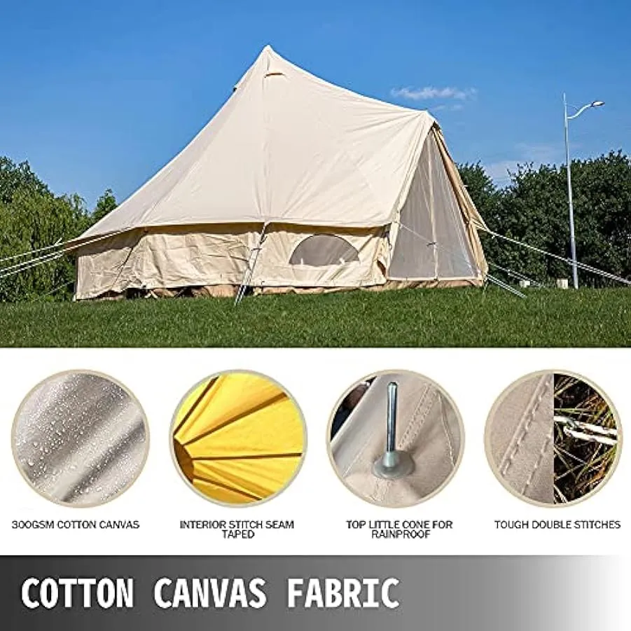 Tenda Yurta 3m / 4m con foro per stufa Tenda da campeggio per famiglie Tenda in tela di cotone Tenda a campana impermeabile per 