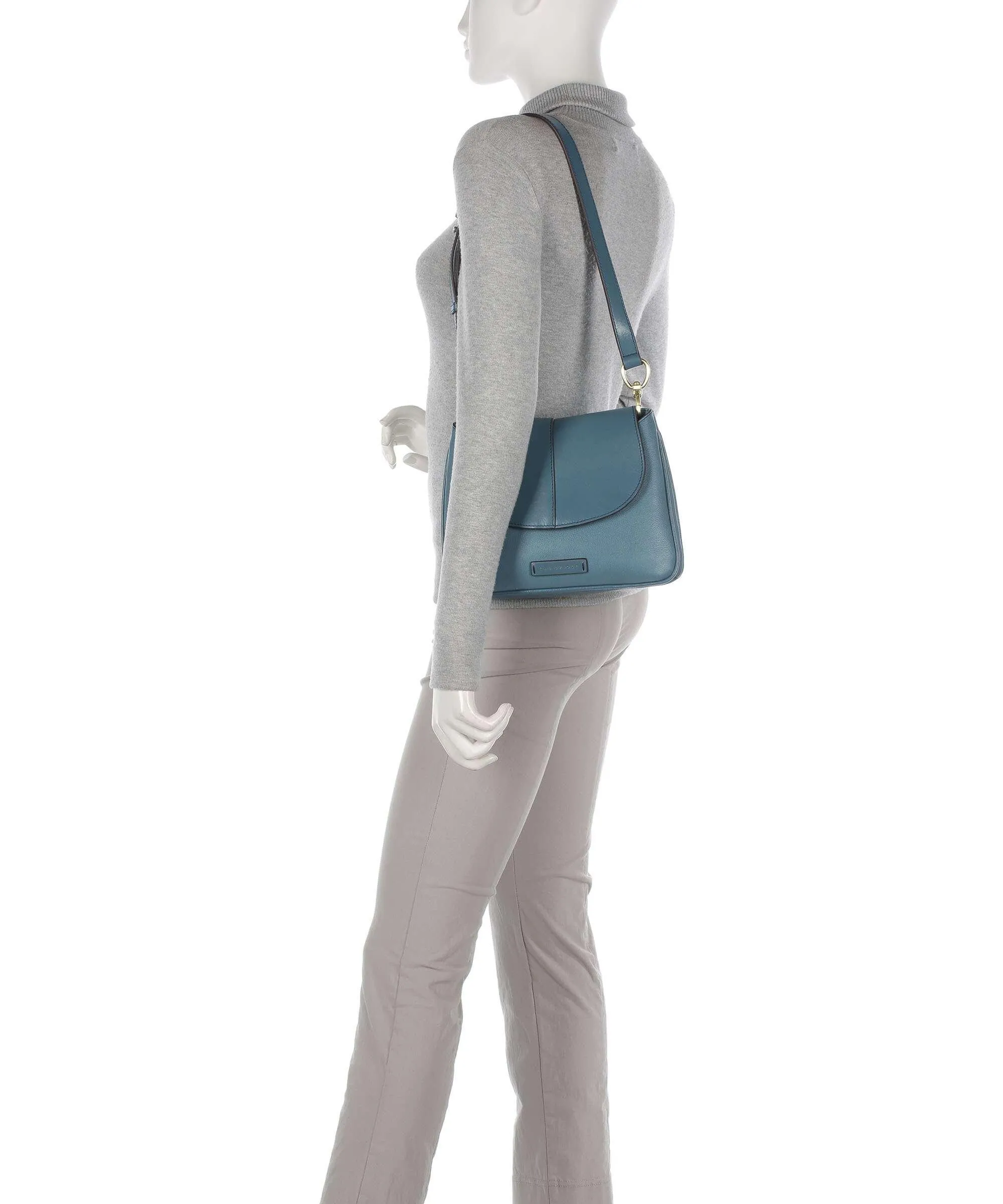  The Bridge Elisabetta Borsa a spalla pelle a grana fine blu  