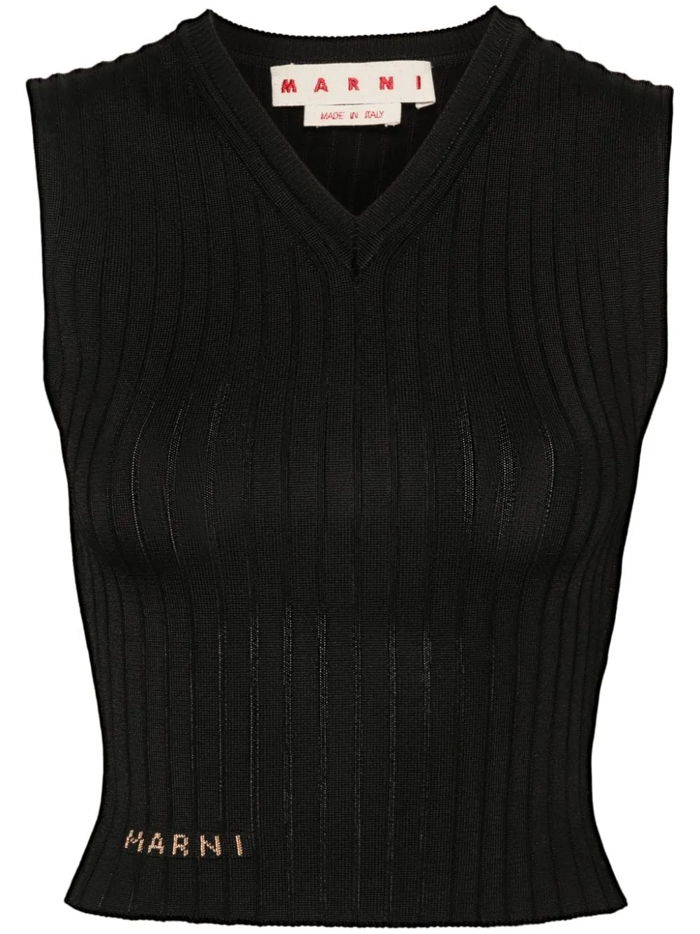 Top in maglia con scollo a v in nero - donna