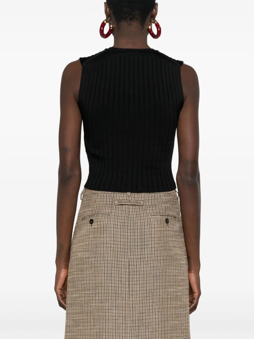 Top in maglia con scollo a v in nero - donna