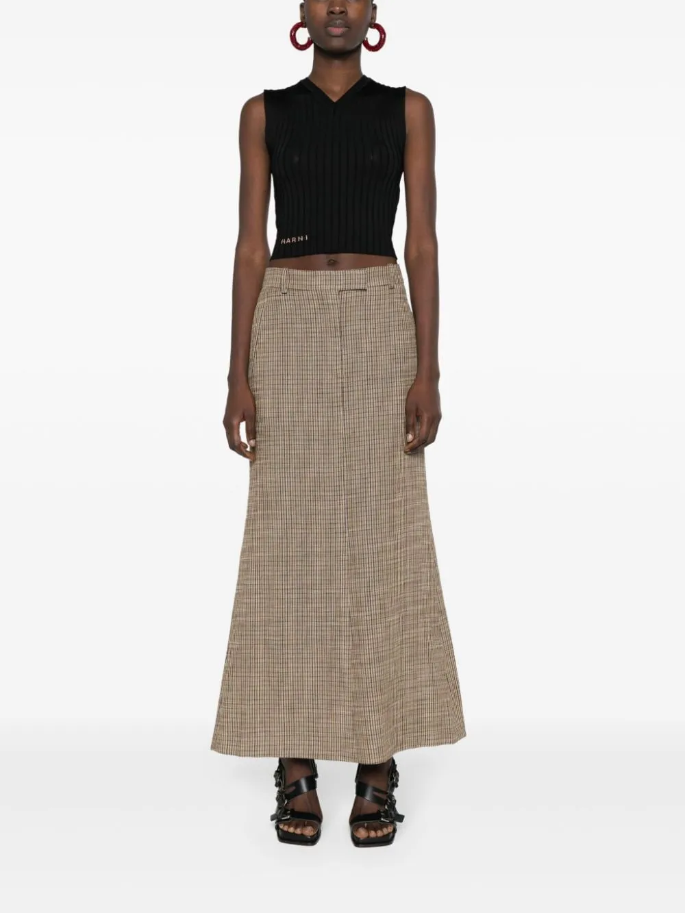 Top in maglia con scollo a v in nero - donna