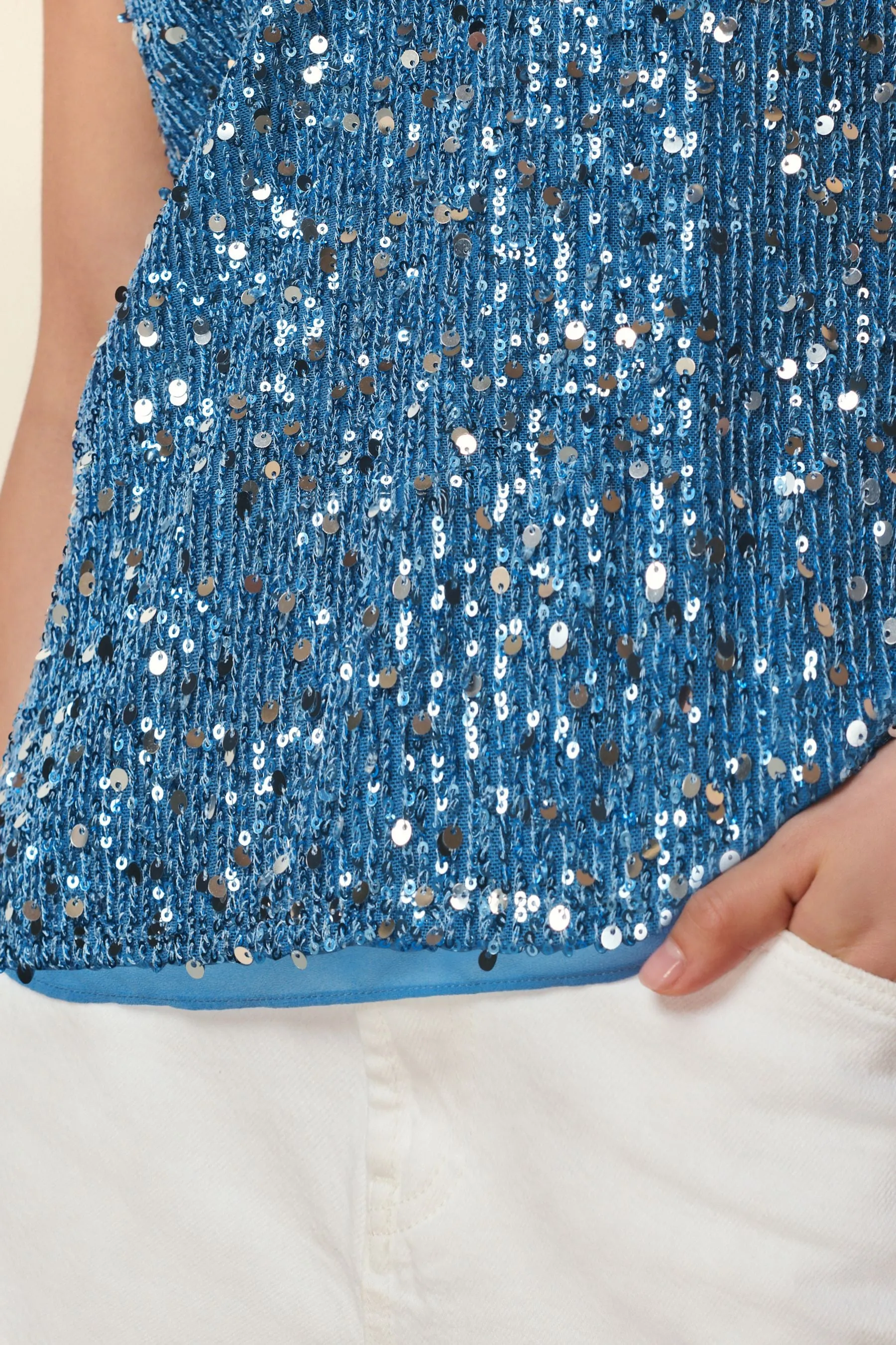 Top Paillettes con scollo a V