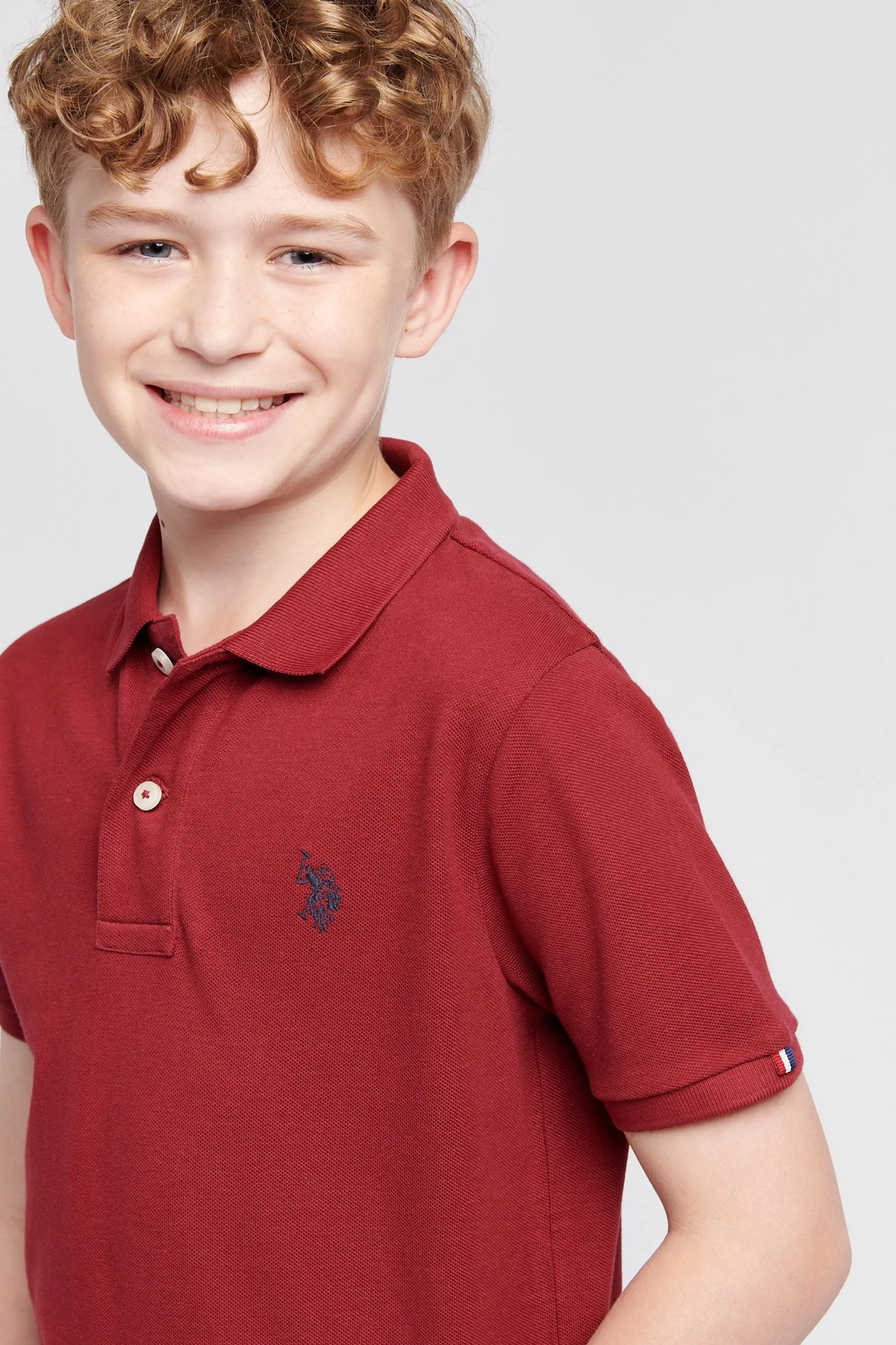 U.S. Polo Assn. Boys Double Horsemen Pique Polo Shirt    