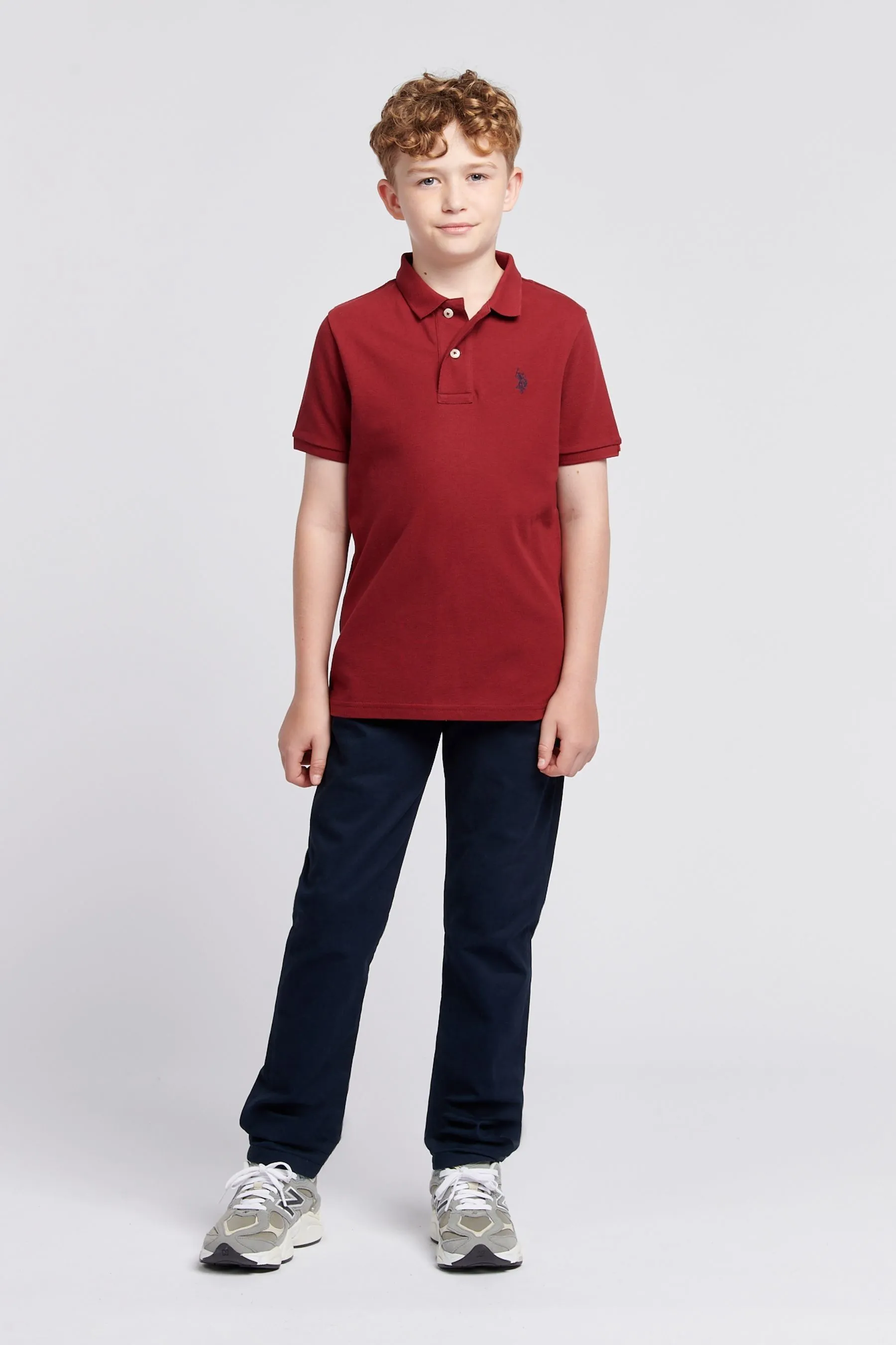 U.S. Polo Assn. Boys Double Horsemen Pique Polo Shirt    