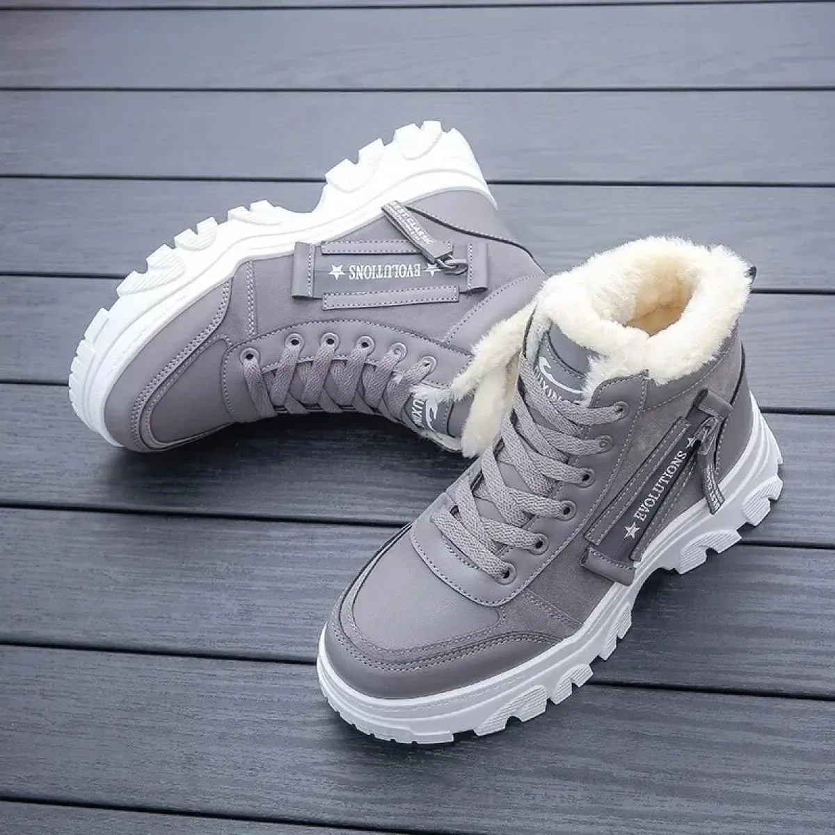 Vendita calda inverno nuove donne stivali caldi peluche tinta unita sport casual cotone pu canna corta stivali da neve botas spo