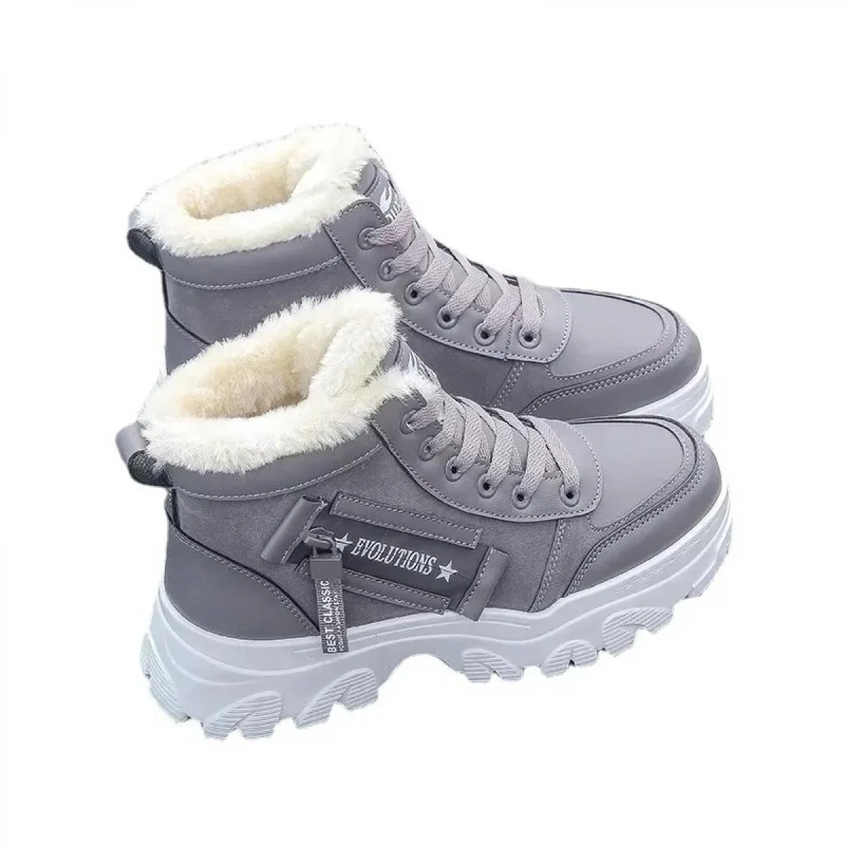Vendita calda inverno nuove donne stivali caldi peluche tinta unita sport casual cotone pu canna corta stivali da neve botas spo