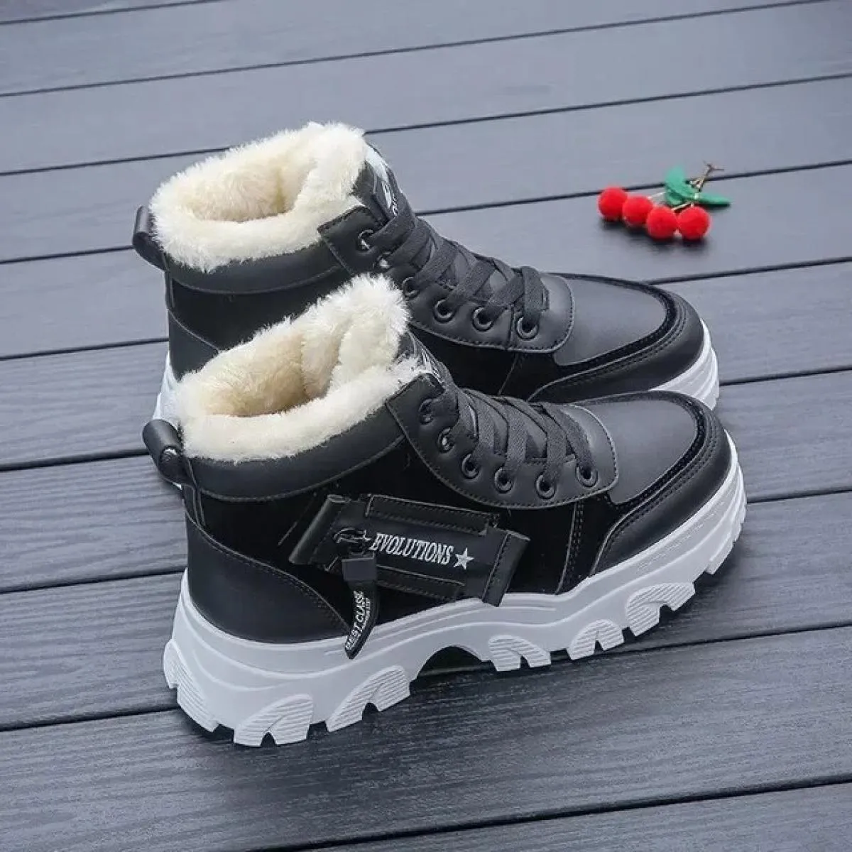 Vendita calda inverno nuove donne stivali caldi peluche tinta unita sport casual cotone pu canna corta stivali da neve botas spo