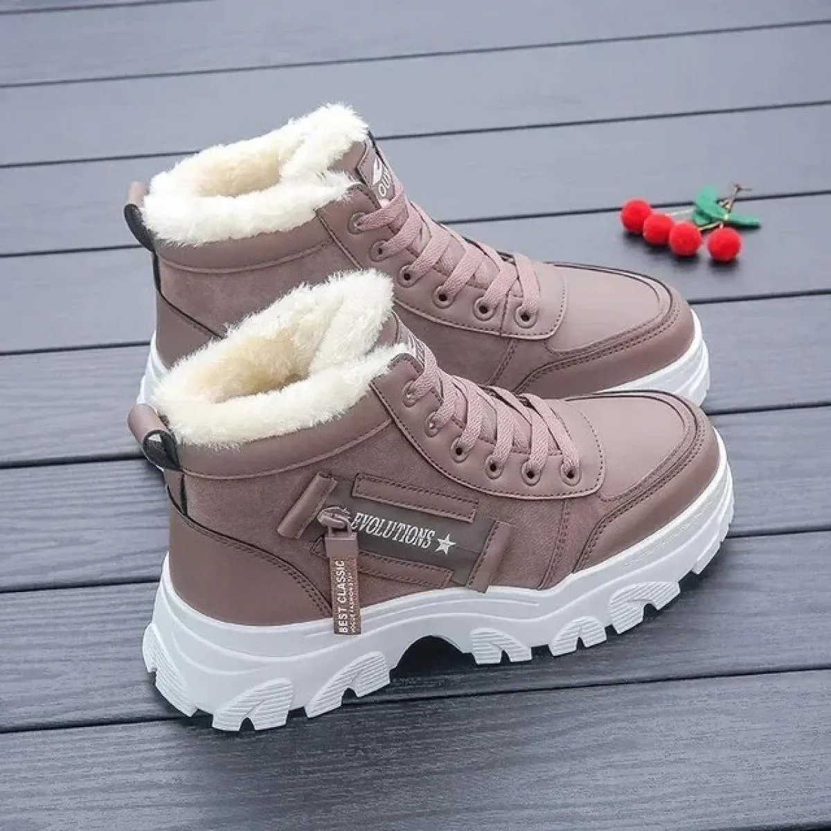 Vendita calda inverno nuove donne stivali caldi peluche tinta unita sport casual cotone pu canna corta stivali da neve botas spo