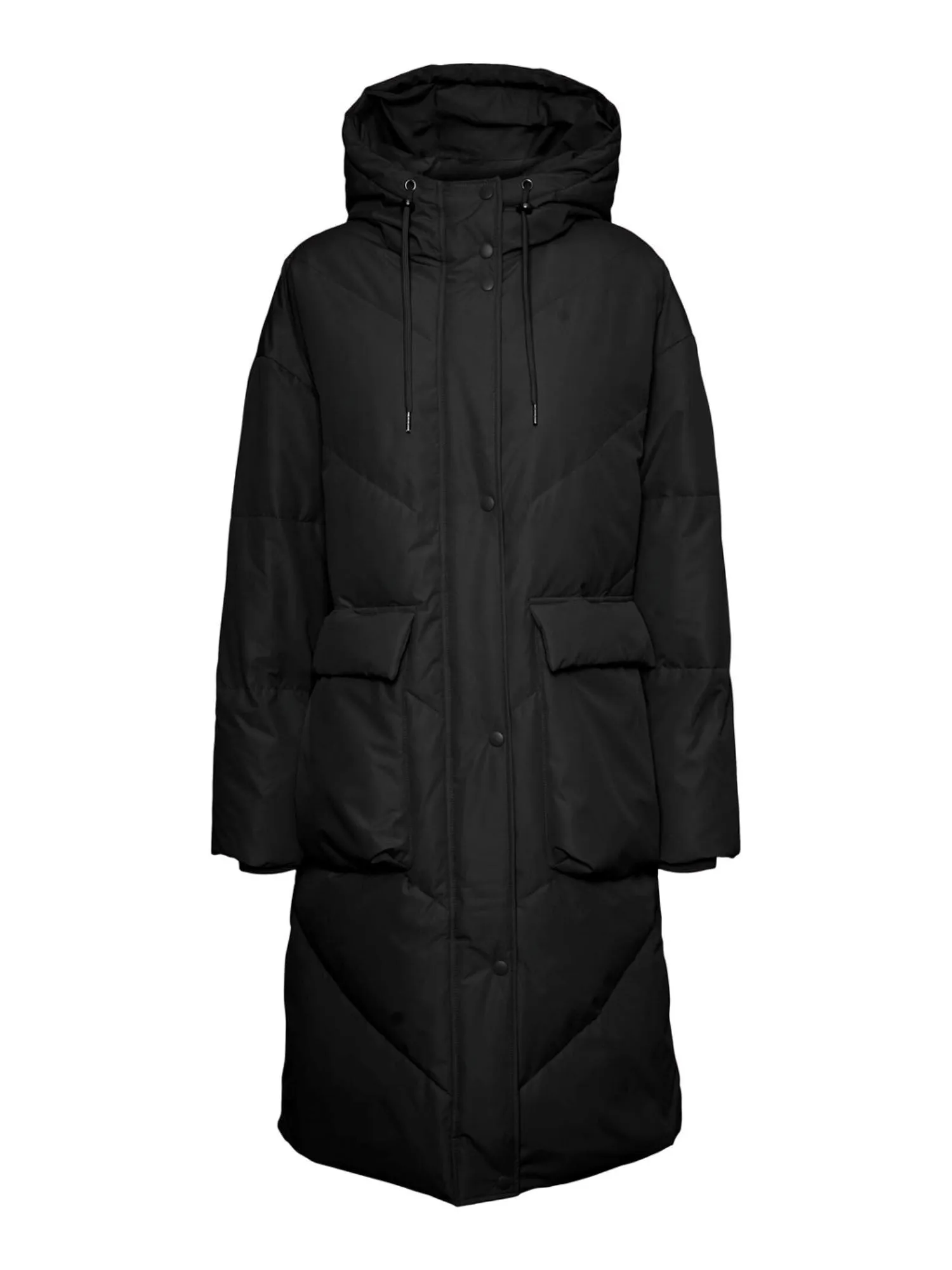 VERO MODA Piumino lungo con cappuccio Nero