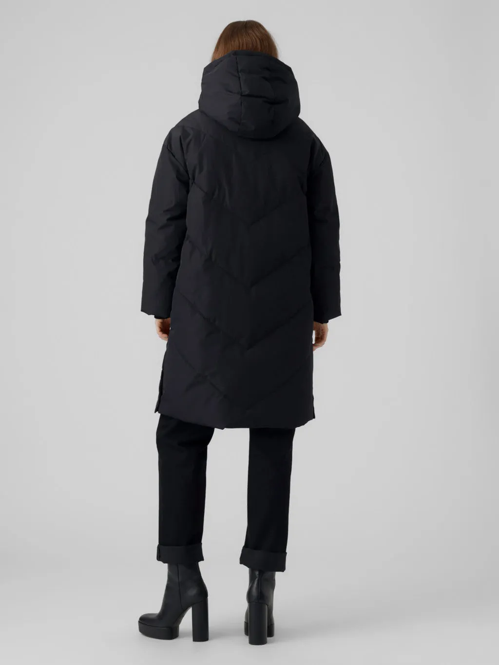VERO MODA Piumino lungo con cappuccio Nero