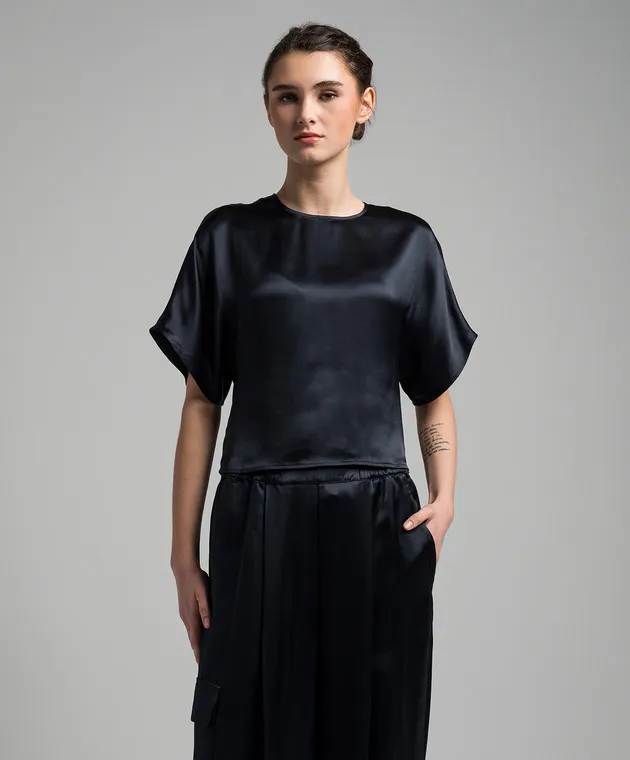 Yves Salomon Blusa blu dal taglio dritto 24EYH00349SAVI