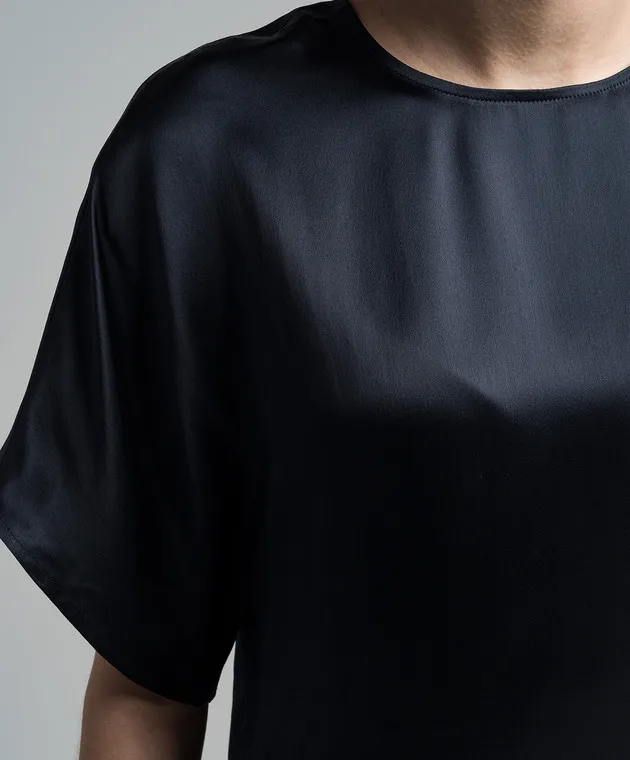 Yves Salomon Blusa blu dal taglio dritto 24EYH00349SAVI