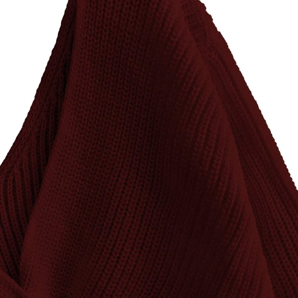 ZAFUL Maglioni Donna Sexy Elegant Annodato Spalla Scollo a V Profondo a Maniche Lunghe Primavera e Autunno